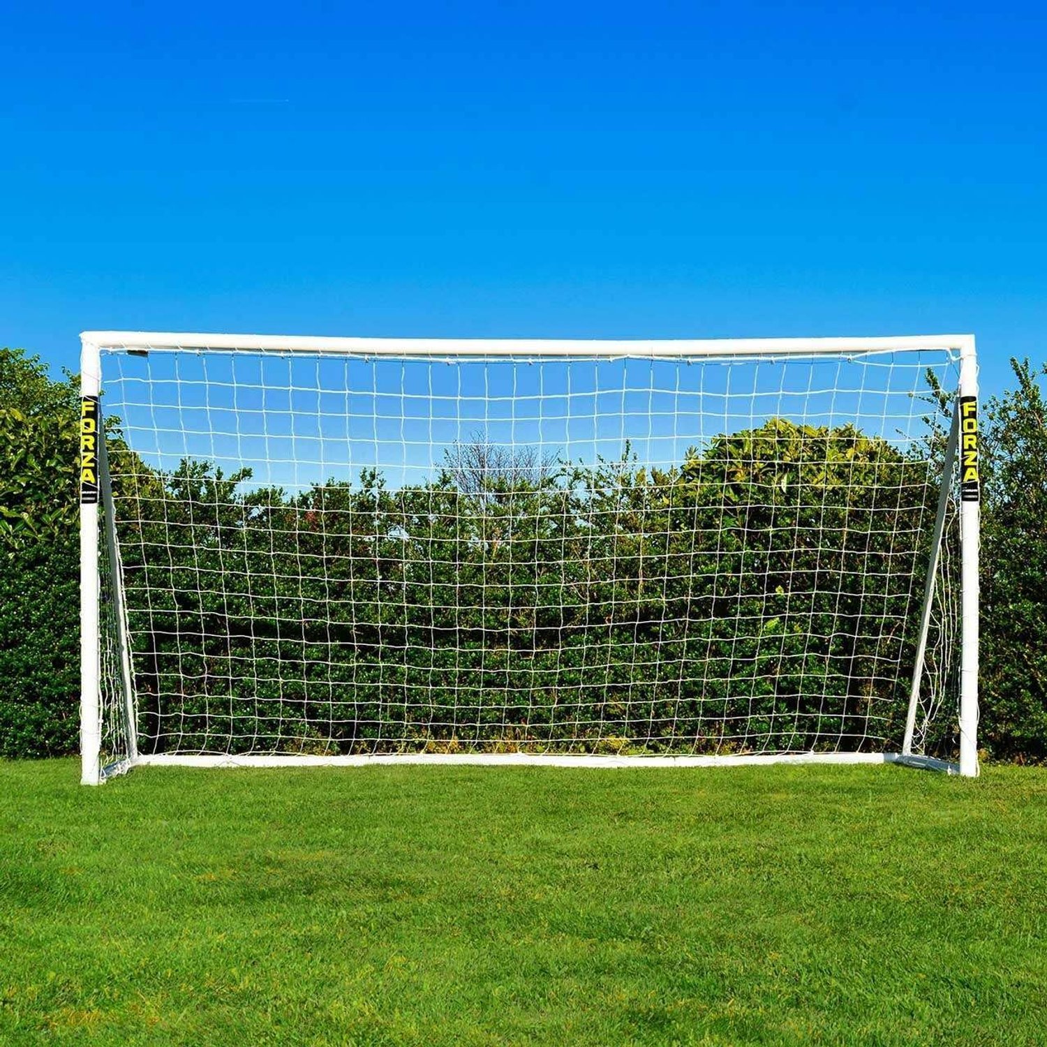 FORZA 12ft x 6ft Football Goal | All Weather uPVC Garden Goals with Quick and Easy Assembly - Optional Training Football, Target Sheet & Carry Bag (1. Goal)