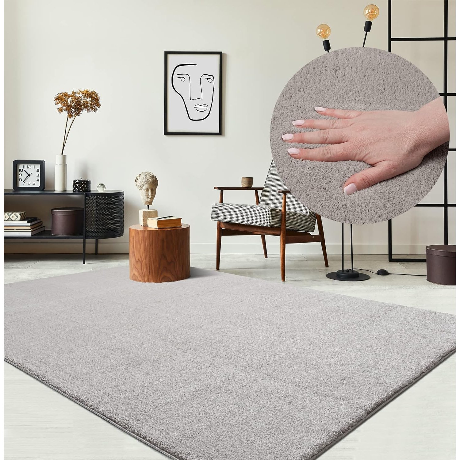 the carpet Relax Cuddly Short Pile Rug, Non-Slip Underside, Washable up to 30 Degrees, Super Soft, Fur Look, Sand, 300 x 400 cm
