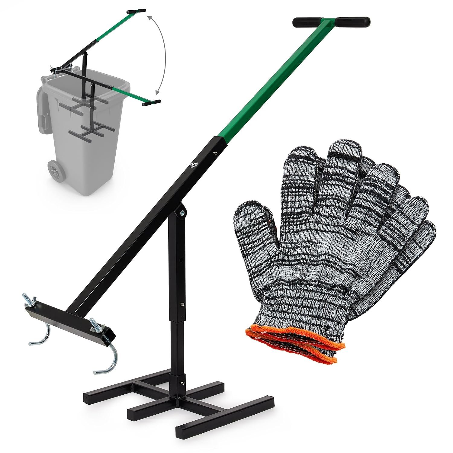 Bin Master Wheelie Bin Compressor – Manual Trash Compactor & Rubbish Press Tool for Kitchen, Home & Recycling, Steel Waste Squasher - Ergonomic Handle & Gloves – Fits 120L 240L 360L Bins & Trash Cans