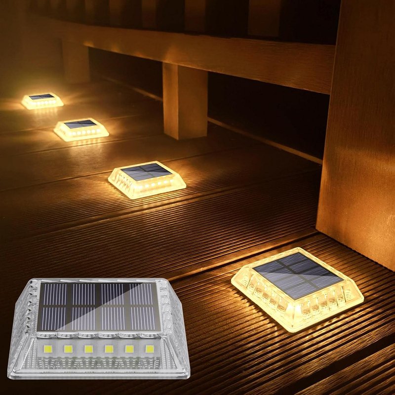 Soslina Solar Decking Lights, Solar Ground Lights Outdoor Garden, Solar Powered Step Lights Waterproof, Solar