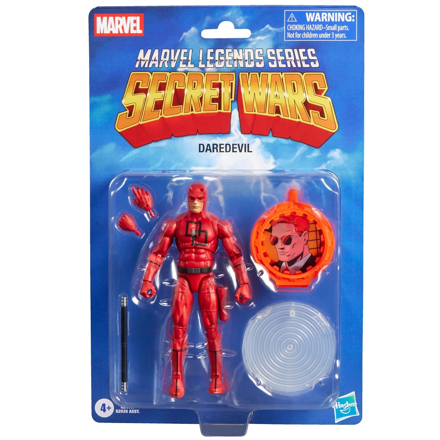 Marvel Legends Series Secret Wars Daredevil, Retro Marvel Comics Collectible 15-cm Action Figure with Lenticular Shield
