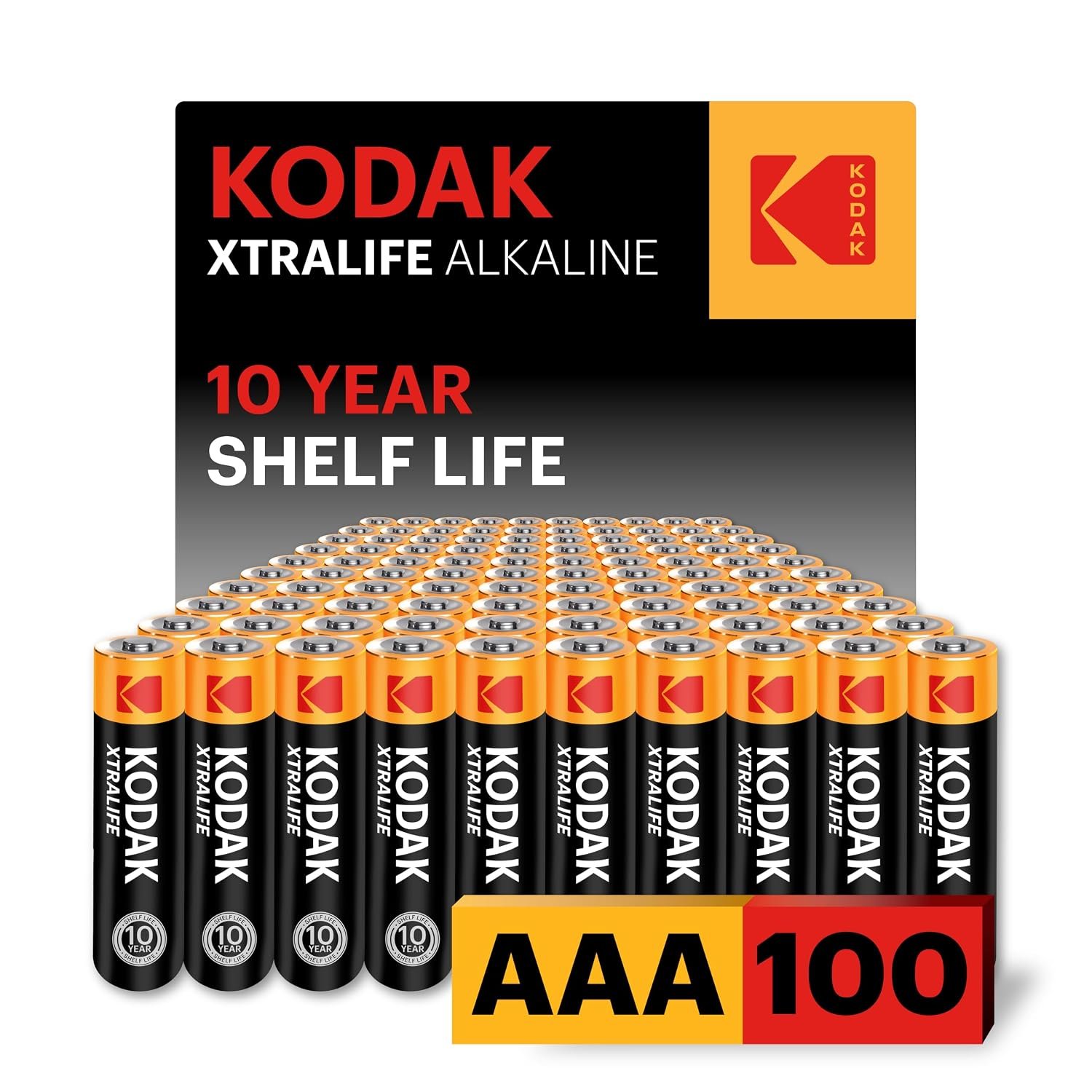 KODAK AAA Alkaline Batteries (100 Pack) Triple A Battery, LR03 1.5V