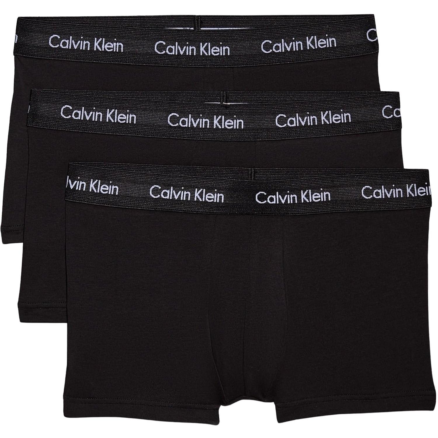 Calvin Klein Men’s 3 Pack Low Rise Trunks, Black (Black W. Black Wb), M