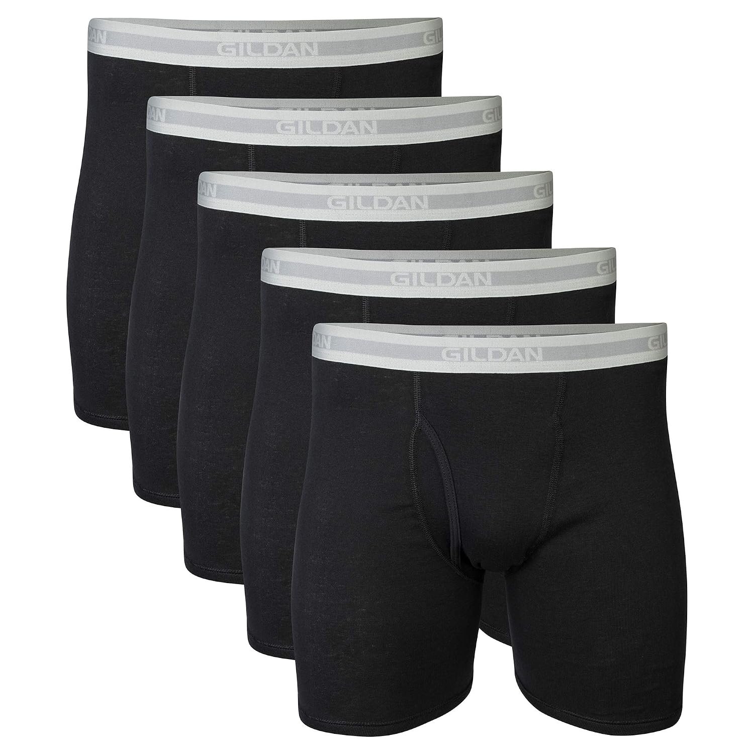 GILDAN Men's Regular Leg Briefs, Multipack Boxer Briefs, Black (5-pack), L UK