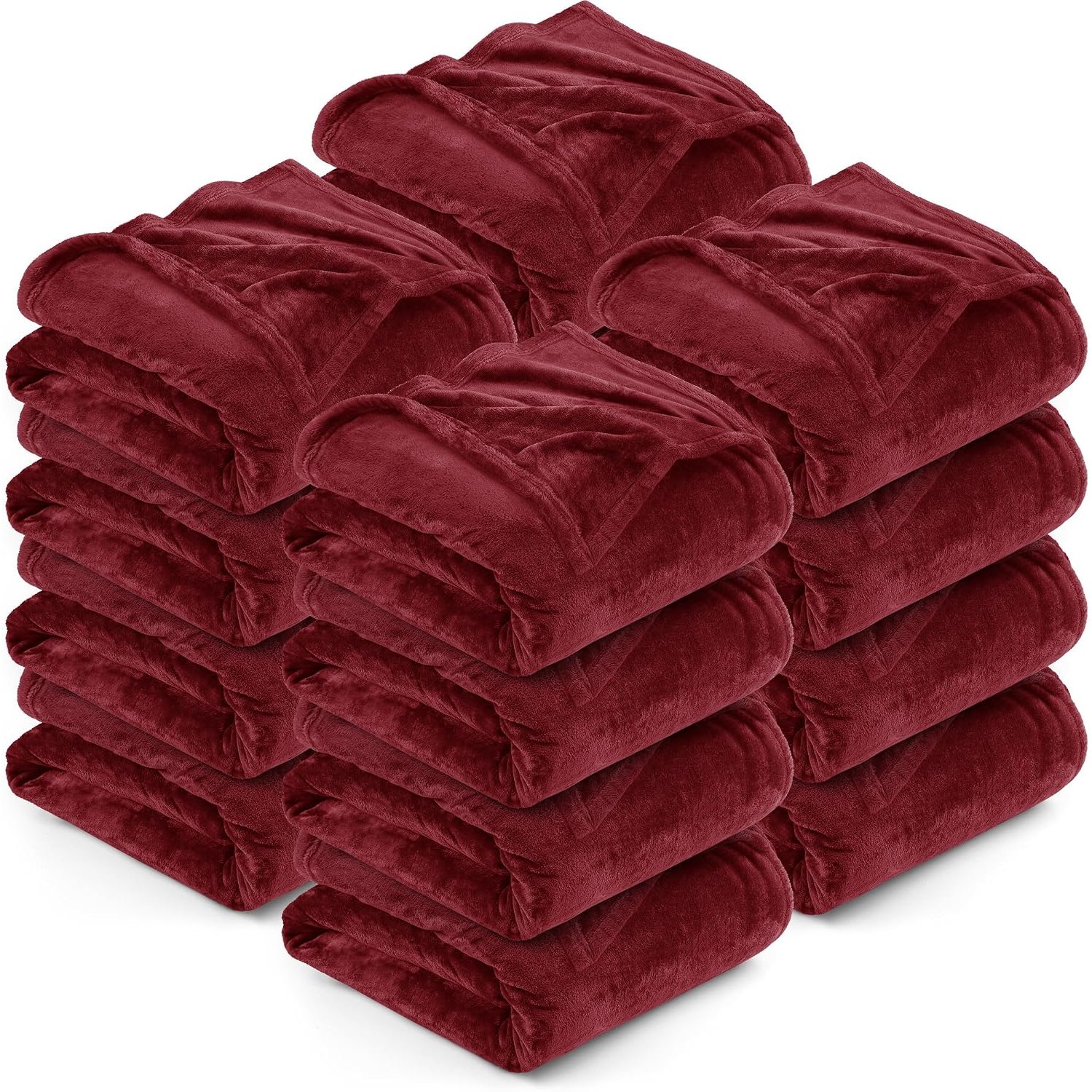 Utopia Bedding Fleece Blanket, Soft, Cosy 300 GSM Fluffy Blankets For Sofas, Bed, Couches - Pack of 16 (Throw, 152x127 cm, Burgundy)