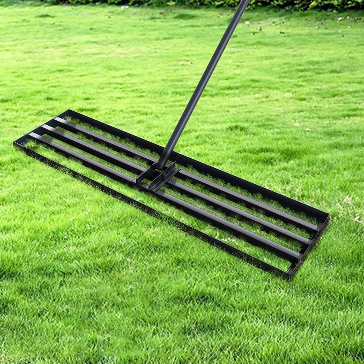 MOOTACO Lawn Leveling Rake, 75 x 25 cm Levelawn Tool for Lawn with 1.8m Long Handle,Heavy Duty Leveling Soil Tool for Grass, Golf Field, Garden, Level Soil