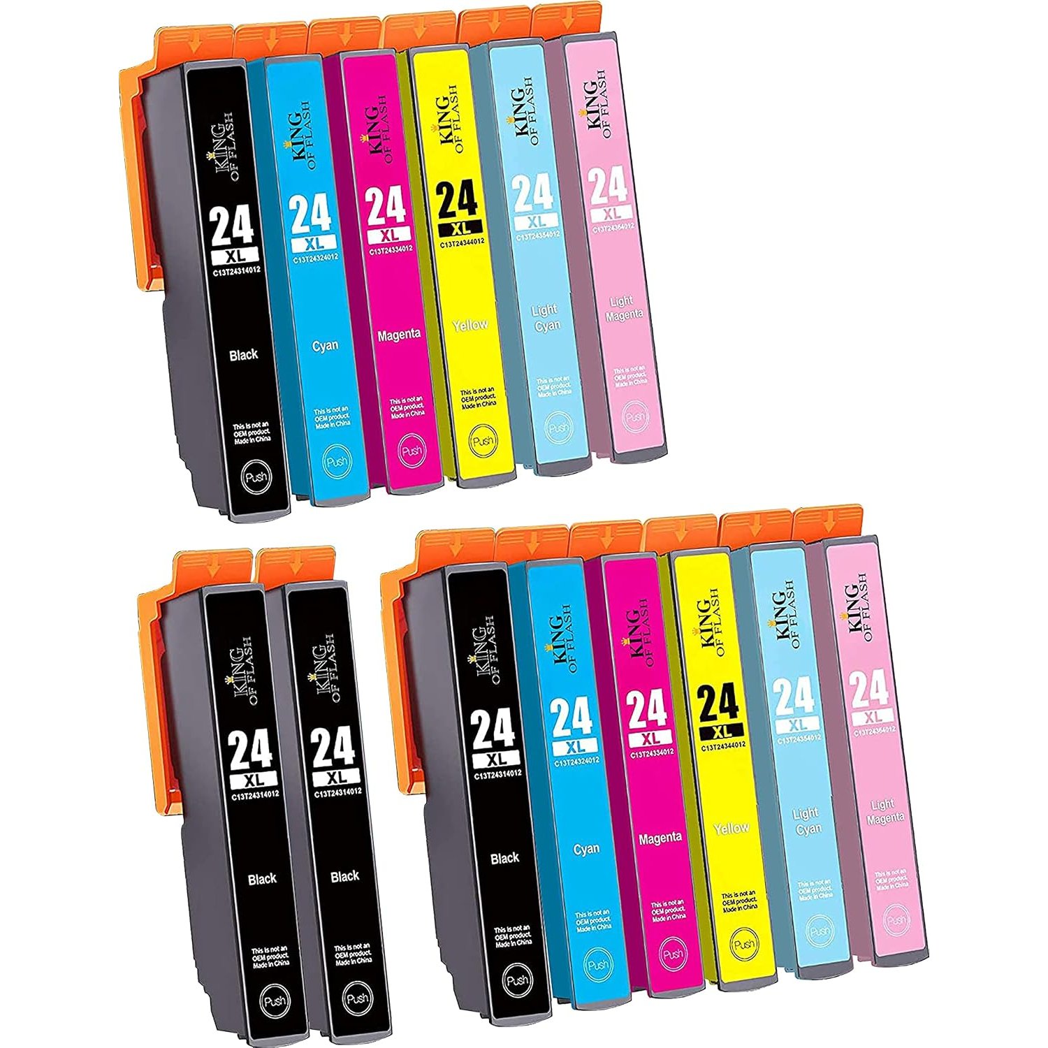 KING OF FLASH 24xl Compatible Ink Cartridges Replacement for Epson 24 XL for Epson Expression Photo XP-970 XP-55 XP-950 XP-860 XP-960 XP-750 XP-760 XP-850 Printer (2 Sets & 2 Black)