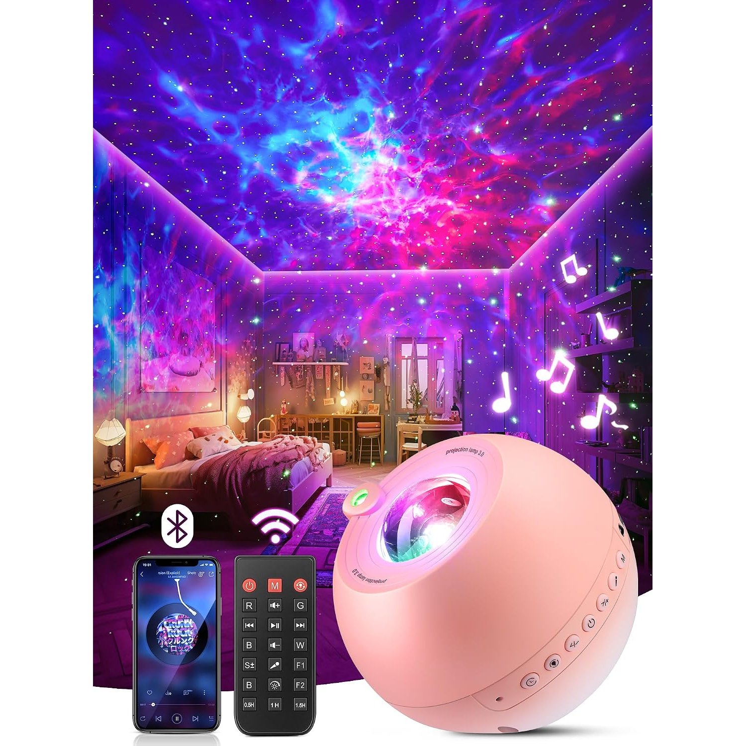PIKOY Galaxy Projector Lava Lamp, 15 Colors 15 White Noises+Bluetooth 4 5 6 7 8 9 10 11 Year Old Girls Gift for Girls Boys Gifts Baby Gifts Birthday Gifts for Women Gifts Room Decor