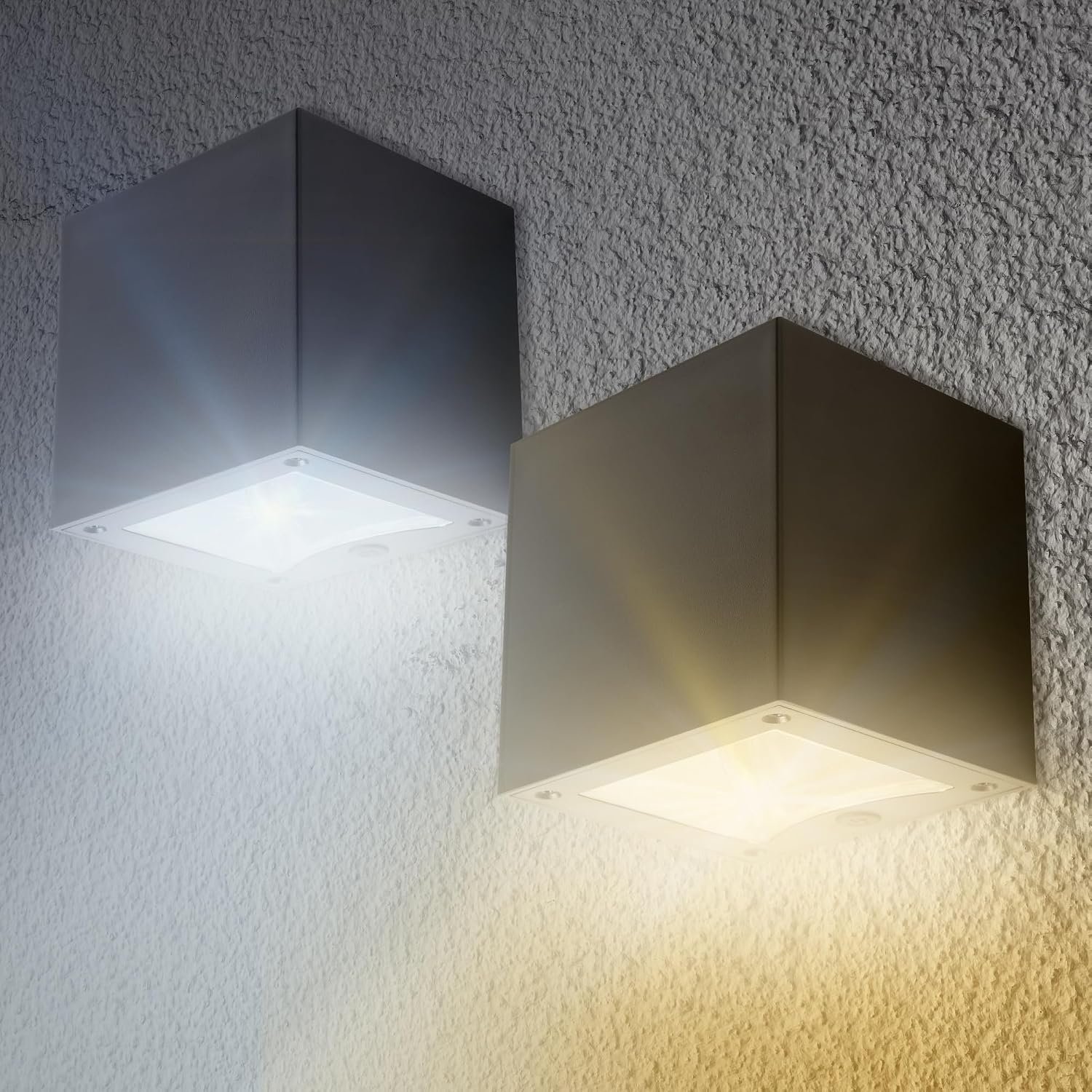 Proxinova Solar Wall Lights Outdoor, Outdoor Garden Wall, IP44 Waterproof and Weatherproof Fence Light, Wireless Solar Wall Lights Garden, Patio, Terrace, Frontdoor - Double Pack