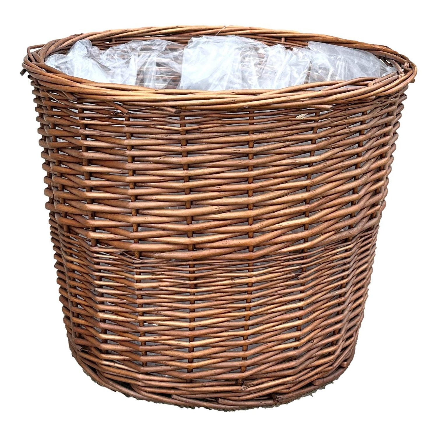 Arthur Cameron - Round Wicker Planter with Plastic Lining, Perfect for Indoor Plants & Flowers - Can also be used as a Waste Paper Bin/Bathroom Bin/Bedroom Bin (Medium, Distilled Brown)