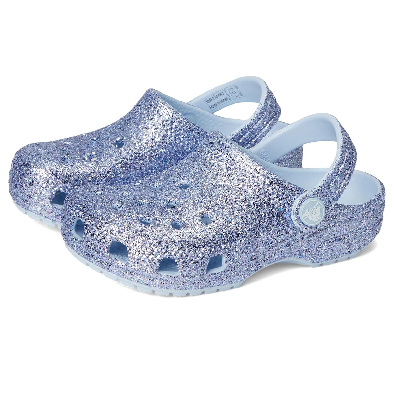 Crocs Classic Glitter Clogs (Little Kid/Big Kid) Classic Glitter K FsG Clogs for Kids Unisex, Blue Frost Glitter, 23.0 cm