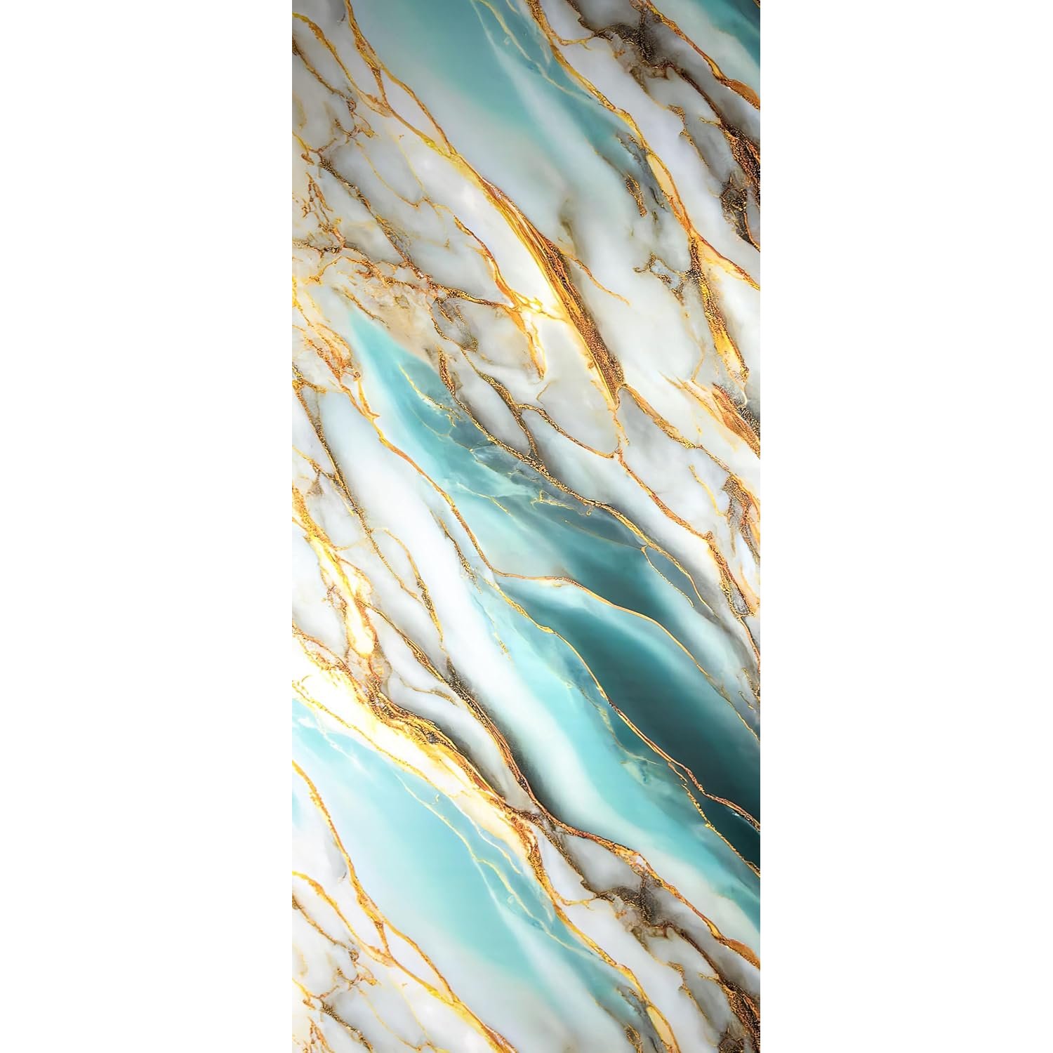 Built Right PVC Shower Wall Panels 1m x 2.4m Waterproof Bathroom Wall Panels 10mm Thick Decorative PVC Wall Cladding Splash Panels for Shower, Bathroom & Wet Rooms (Ocean Jade Gold)