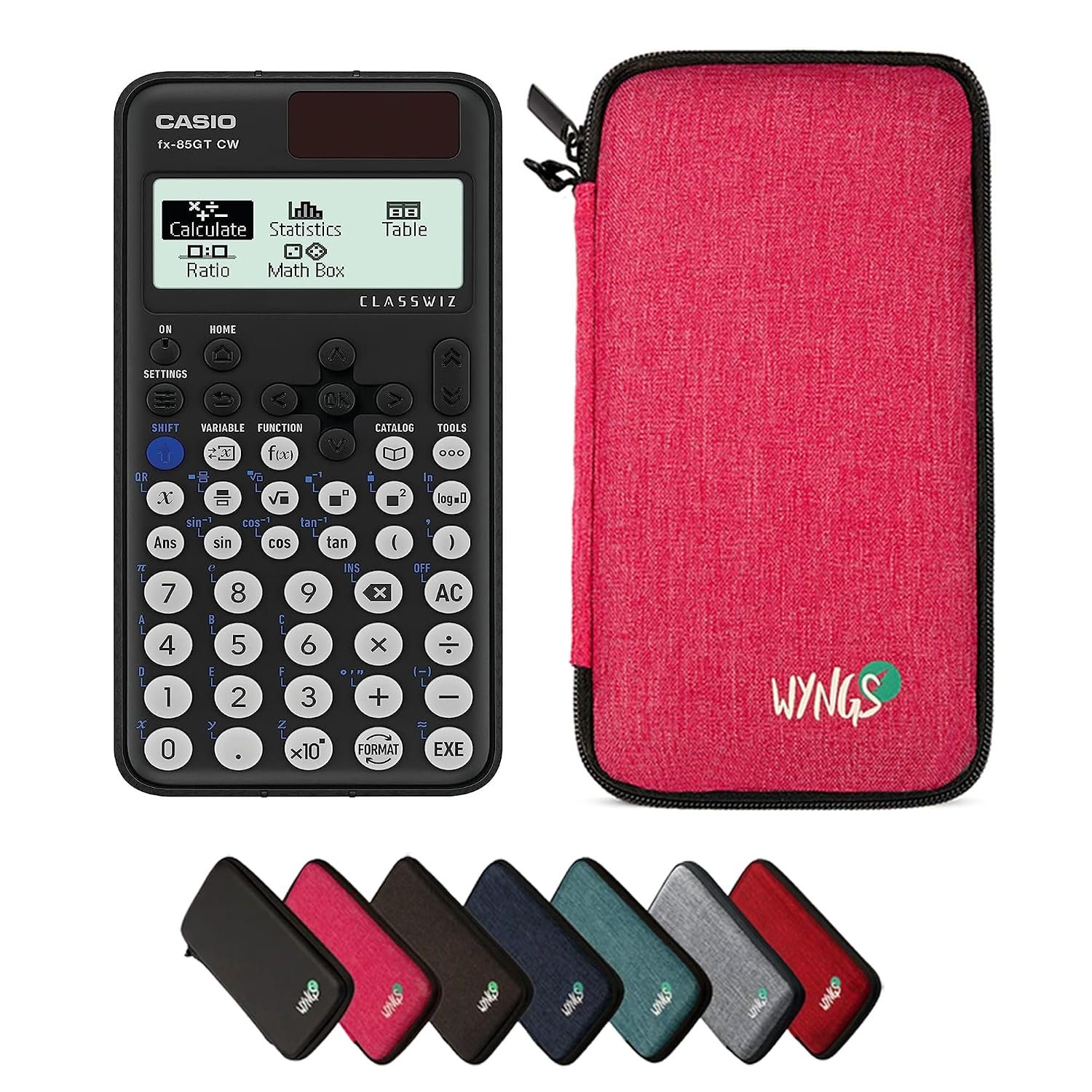 Casio fx-85GT CW including a WYNGS protective case in Pink - Basic Set