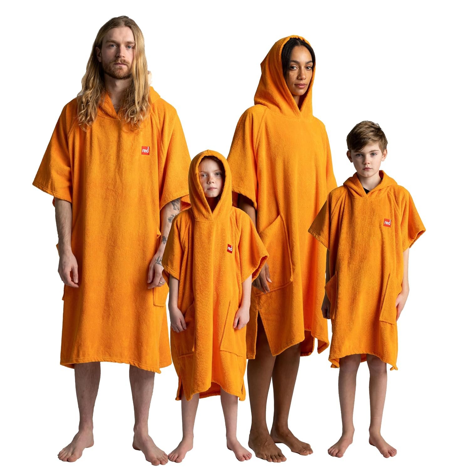 Red Original Unisex Luxury Towelling Changing Robe, Surf Poncho Towel with Hood, Premium Cotton, Oversized, Super Absorbent ideal for Swimming, Surfing, Beach, Water Sports (Bitter Orange, L)