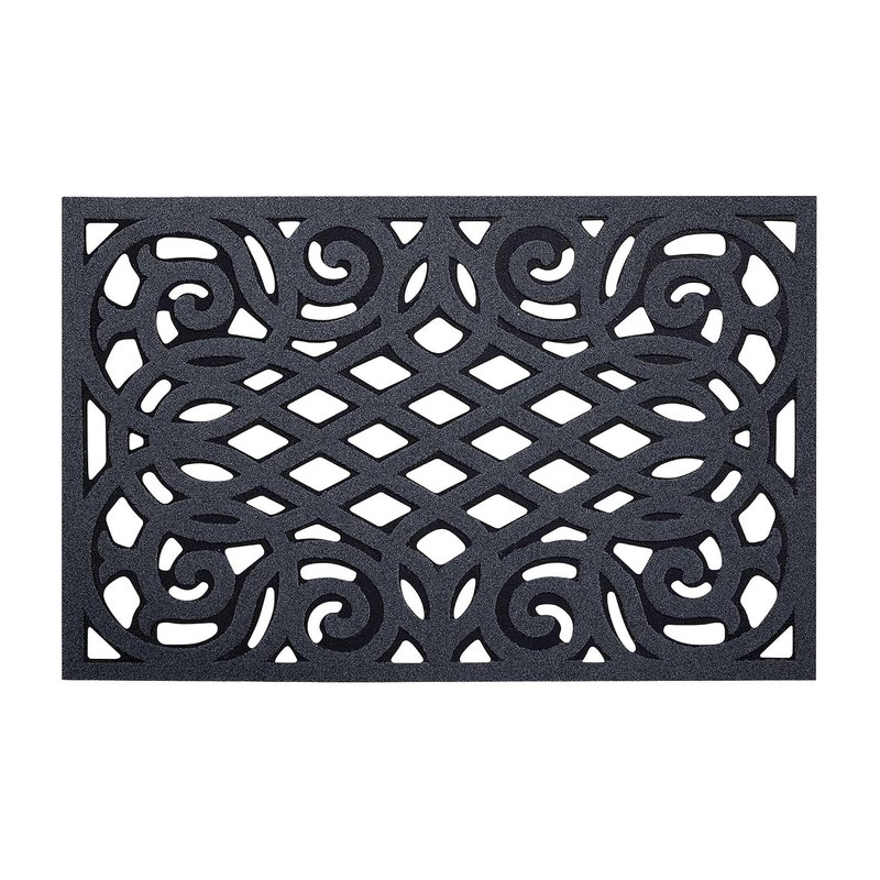 Nicoman Outdoor Rubber Door Mat, Non-Slip Heavy Duty Doormat Step Barrier Anti-Fatigue Easy Boot Scraper Eco-Friendly Victorian Style Indoor Outdoor Entrance Mat Drainage - (Grey, Small, 61 x 41cm)