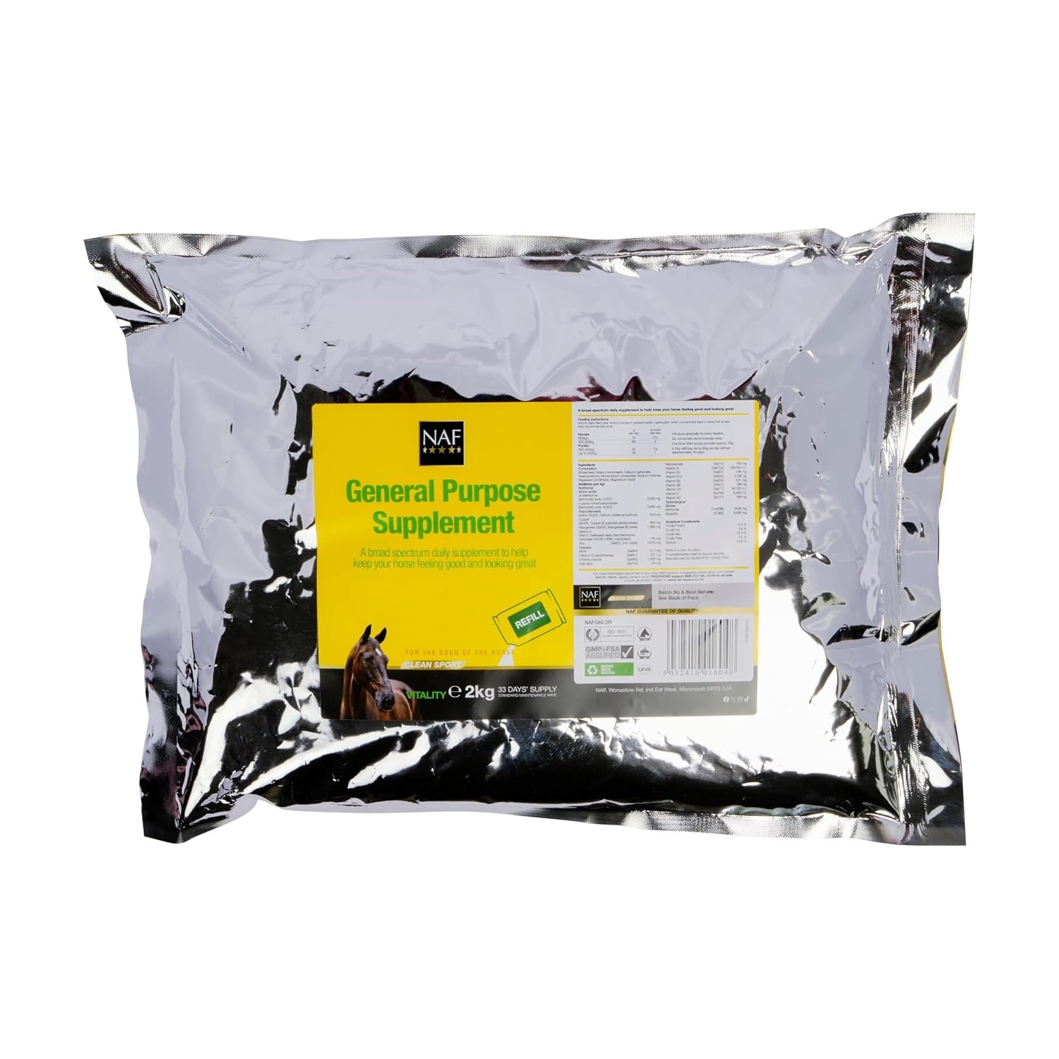 NAF - General Purpose Supplement x 2 Kg Refill - – Daily Vitamin & Mineral Support for Horses – Supports Condition, Coat Health, Hoof Strength & Overall Wellbeing