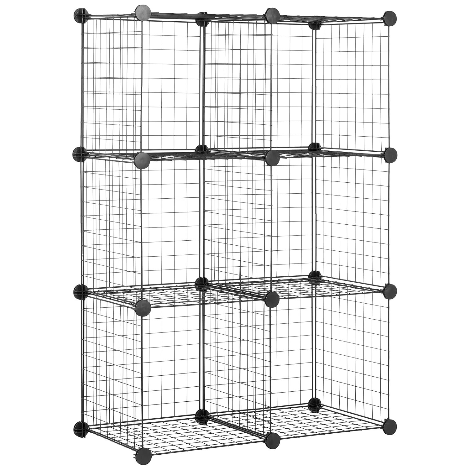 Amazon Basics 6 shelves Cube Interlocking 1 Storage Unit With Metal Wire Mesh, 60 Pounds / 27kg Shelf Maximum Weight Capacity, Black, 37 cm D x 77 cm W x 114 cm H