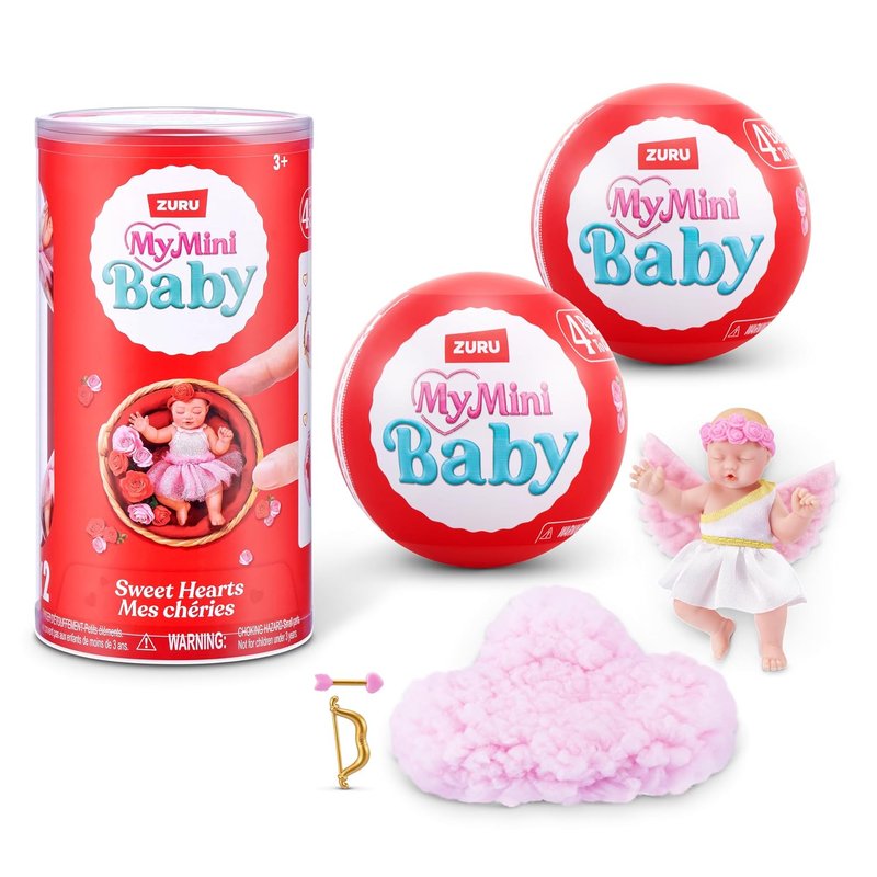 My Mini Baby Sweet Hearts 2 PACK by ZURU – Collectible Mystery Capsule Baby Doll with Accessories & Playset, Realistic Miniature Toy for Girls Ages 3+