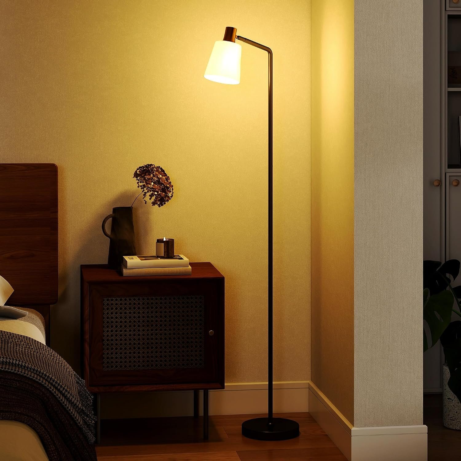 HOMCOM Floor Lamp with 350° Rotatable Head, Modern Standing Lamp with 3000K/4000K/6500K Colour Temperatures for Living Room Bedroom Office, Black