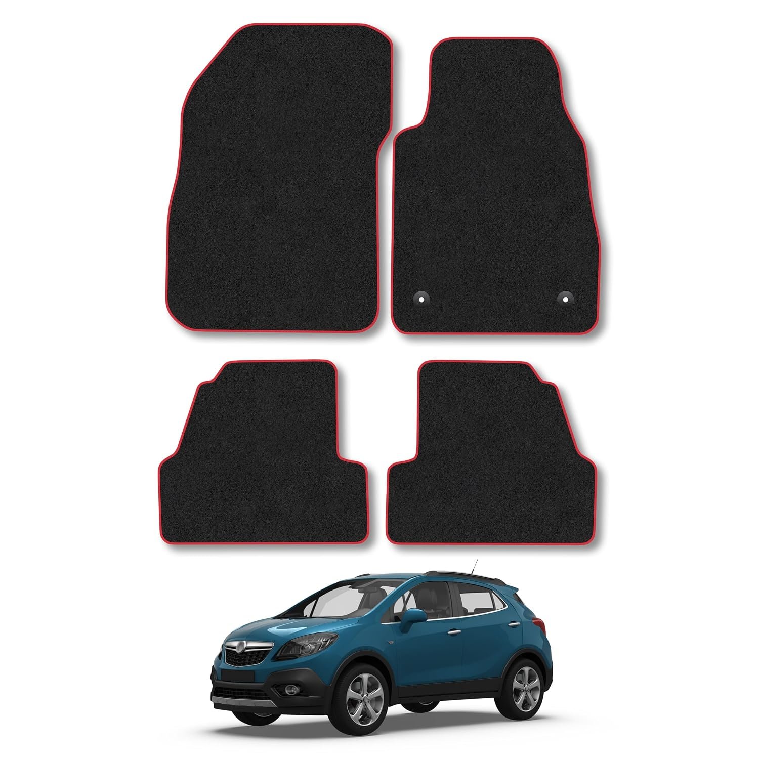 Vauxhall Mokka (2012-2019) Car Mats Accessories Tailored Fit Carpet Floor Mats Non Slip Grey Trim Accessory Compatible Front Rear Set Anti Slip Full Coverage Granulated Backing Hand-Finished Clips