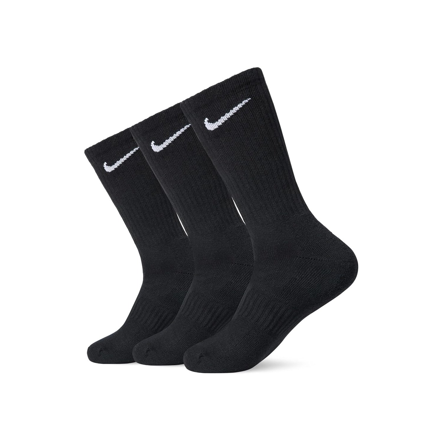 Nike U NK Everyday CUSH Crew 3PR Socks, wh(blk) / DGH(blk) / Blk(wh), White / Grey / Black, 38