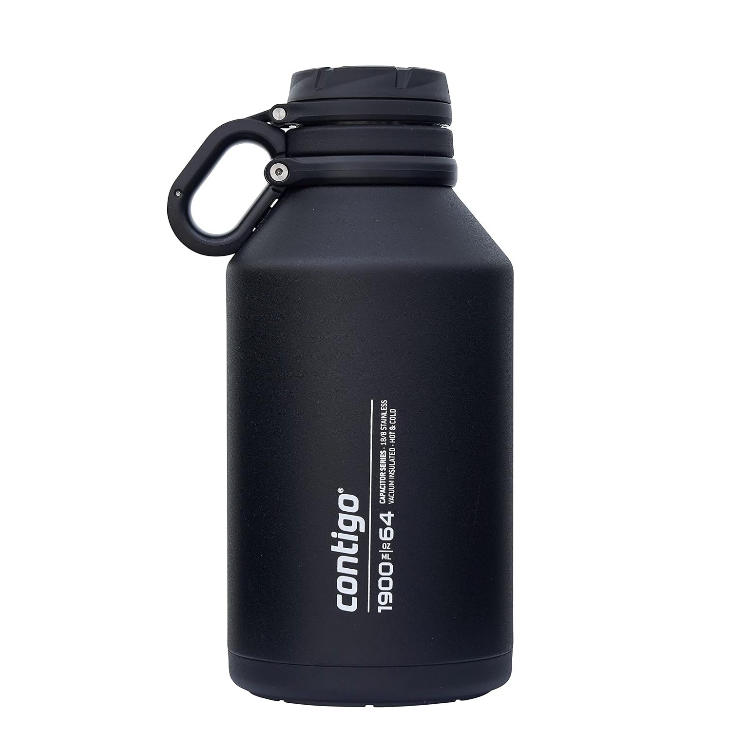 Contigo Grand stainless steel drinks bottle, 100 % leakproof, extra large water bottle with wide screw-top lid, keeps drinks cold for up to 30 hours, premium outdoor insulated bottle, 1900 ml