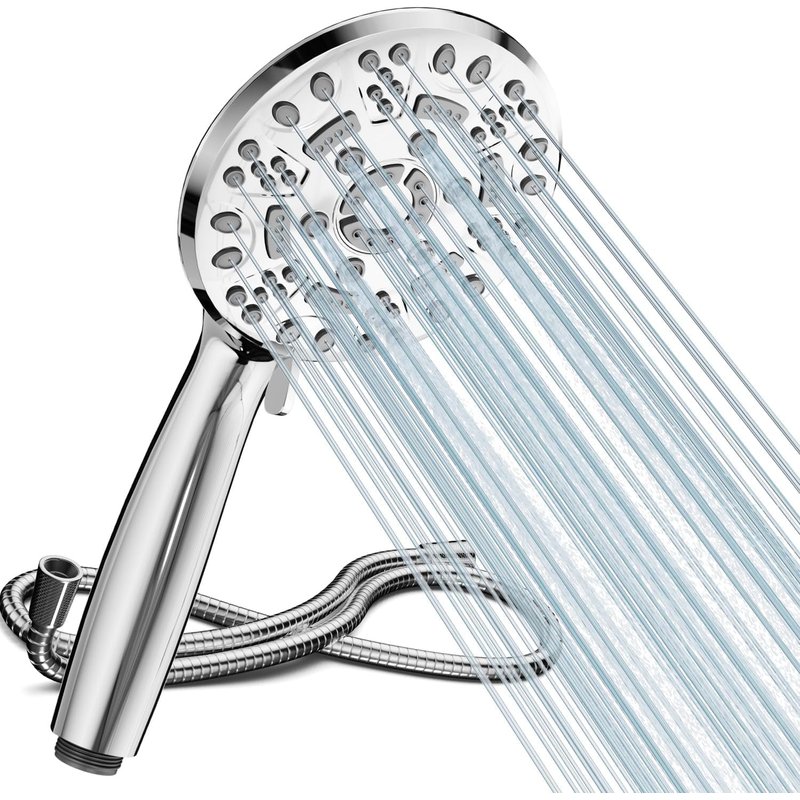 Cobbe High Pressure Shower Head and Hose Set with 8 Spray Modes, 120mm Large Powerful Showerhead and 1.5M Hose, Universal Handheld Showerhead for Low Water Pressure
