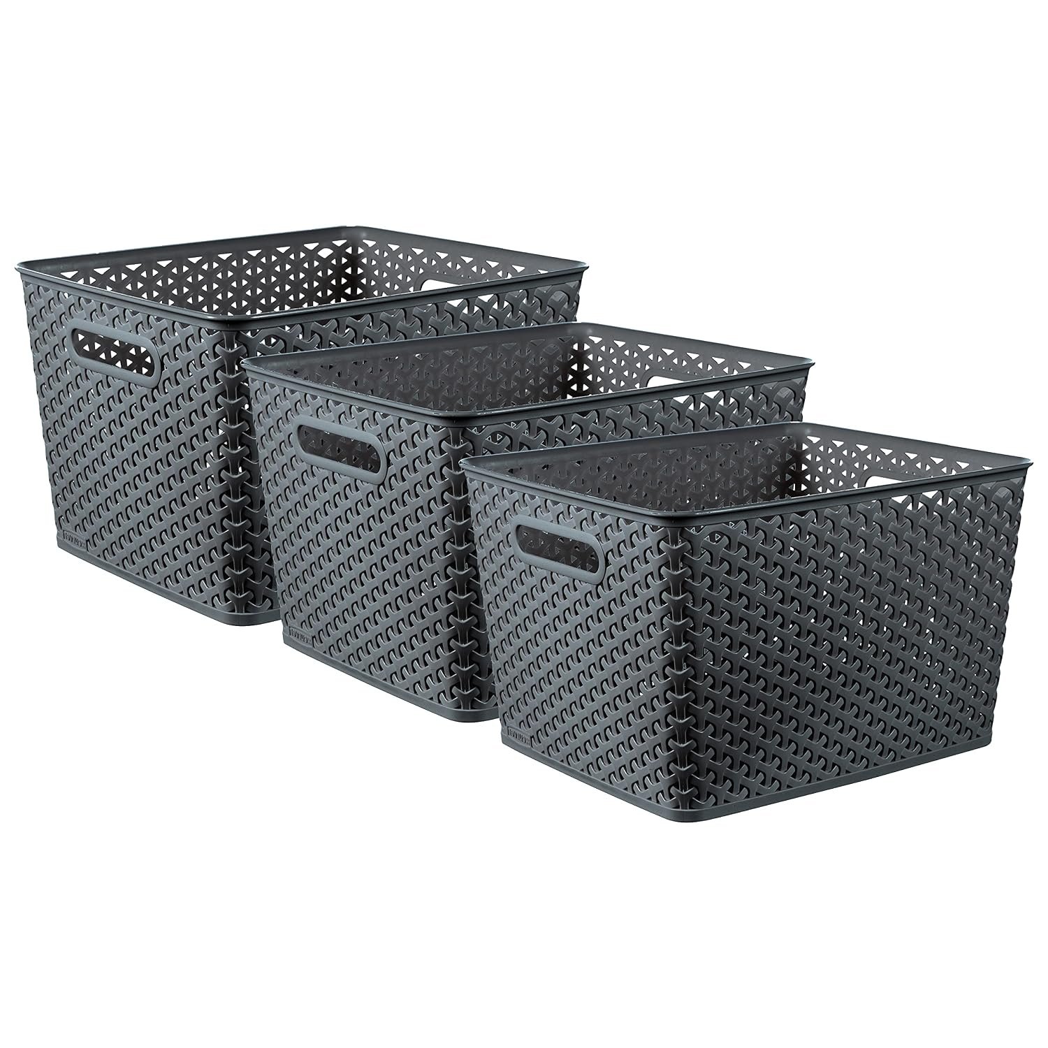 CURVER My Style Basket, Dark Grey, 3x 18 L