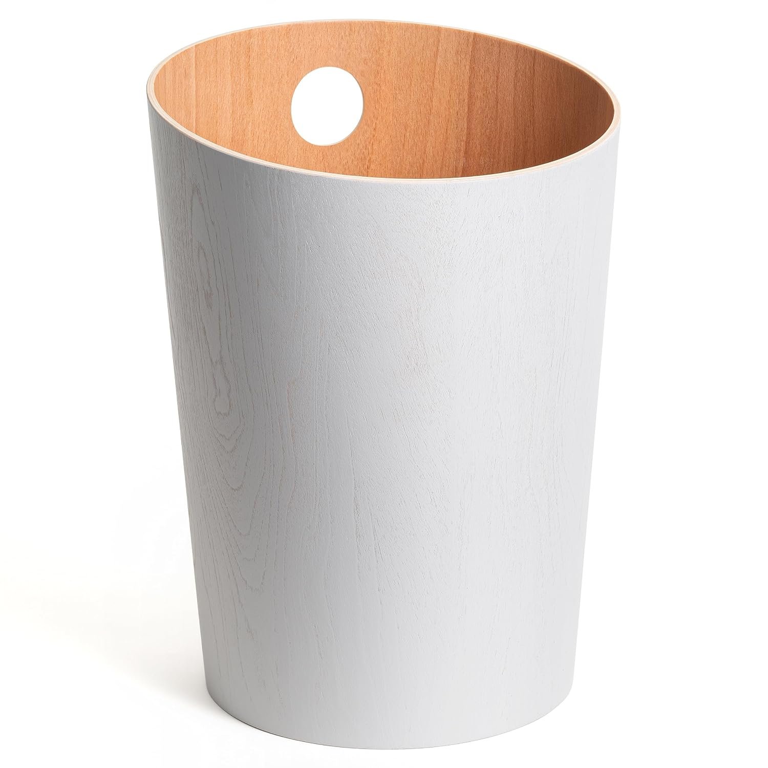 Kazai. Design Paper Bin 'Bennet' | Unique Waste Paper Basket for Office, Bedroom, Children's Room, and More | Office Bin Made of Real Wood Veneer | White