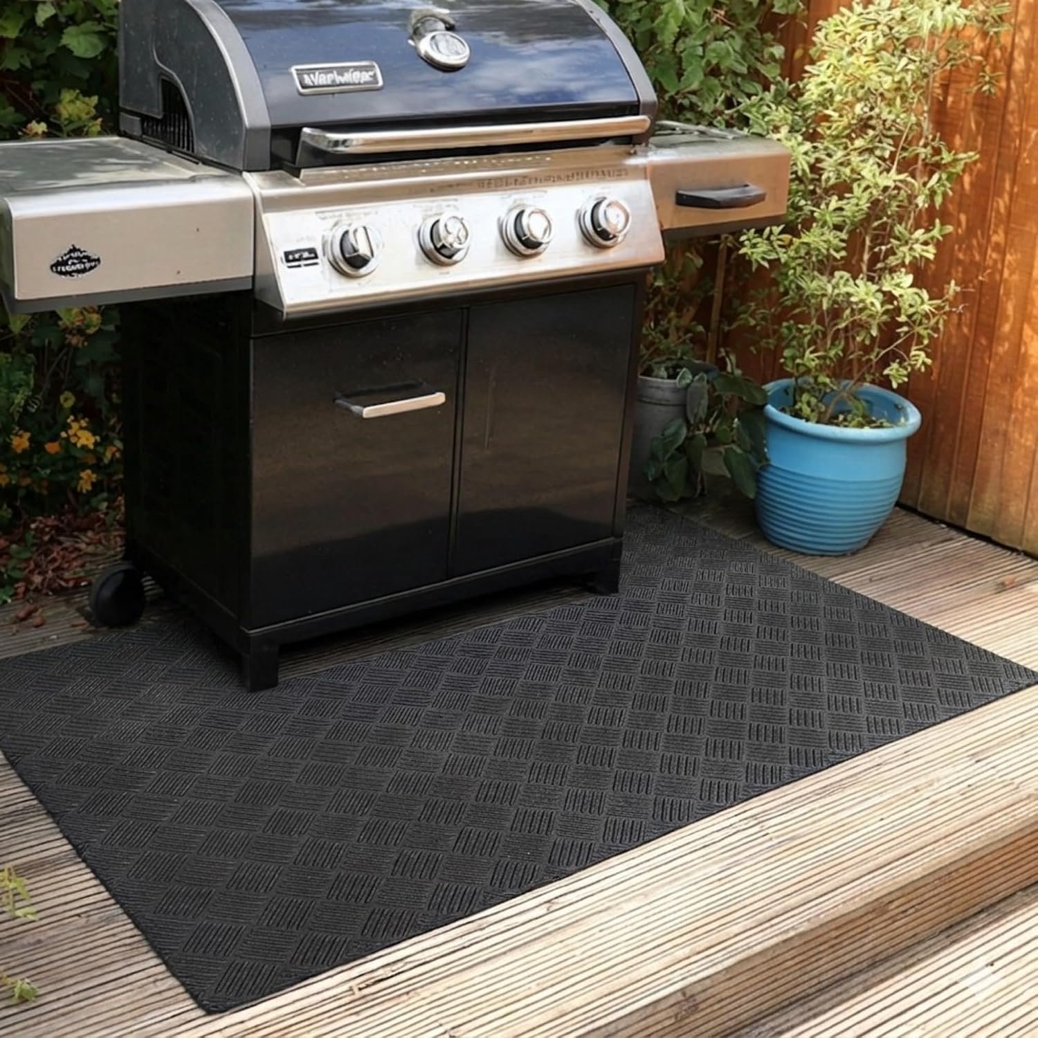 Nicoman Large Under Grill Mat, BBQ & Fire Pit Mat, Heavy Duty Non Slip Waterproof Floor Protector, Heat & Oil Resistant Outdoor Mat for Patio, Garden & Decking, 120cm x 90cm (4x3ft)