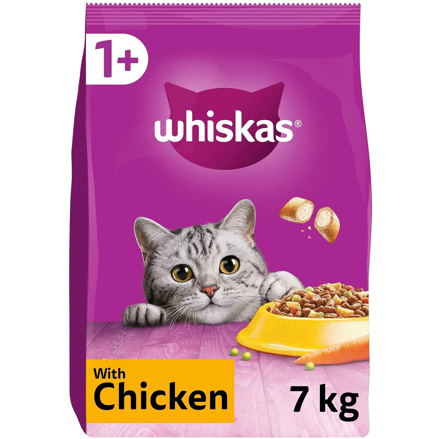 WHISKAS Adult Dry Cat Food 7kg with Chicken