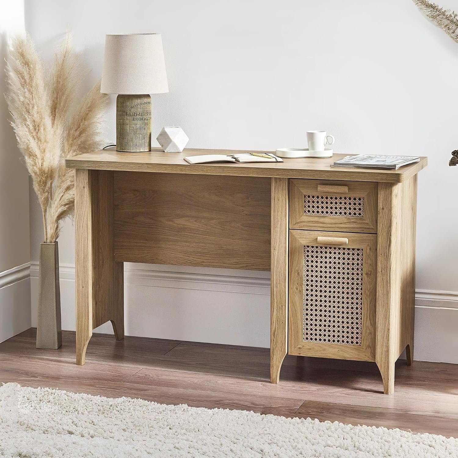 Julian Bowen Sydney Desk - Faux Rattan Effect
