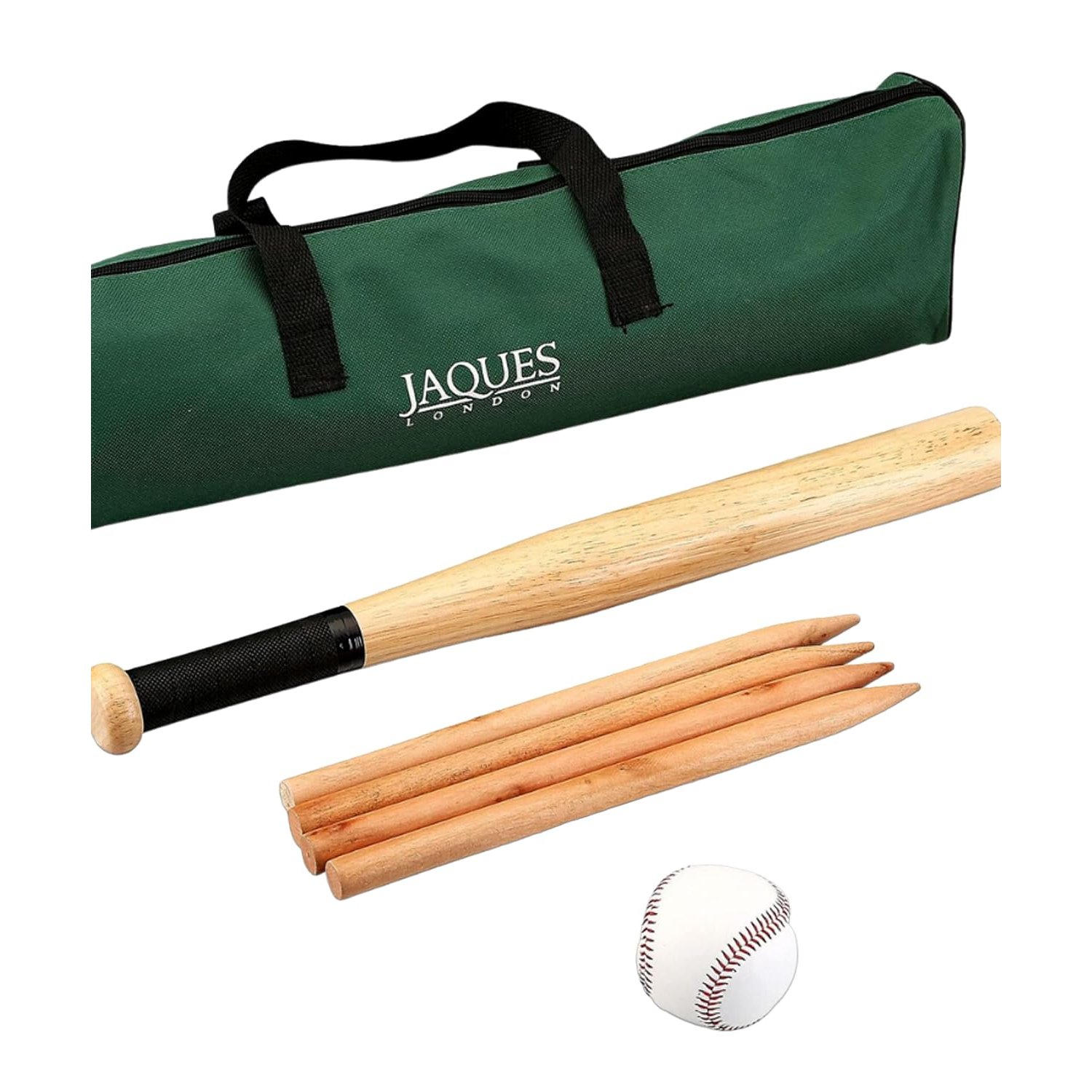 Jaques of London Rounders Set Premium Set for Adults and Kids | With Safe Play Rounders Bat and Ball | Premium Rounders Kit | Great for Outdoor Games with the Family | Since 1795