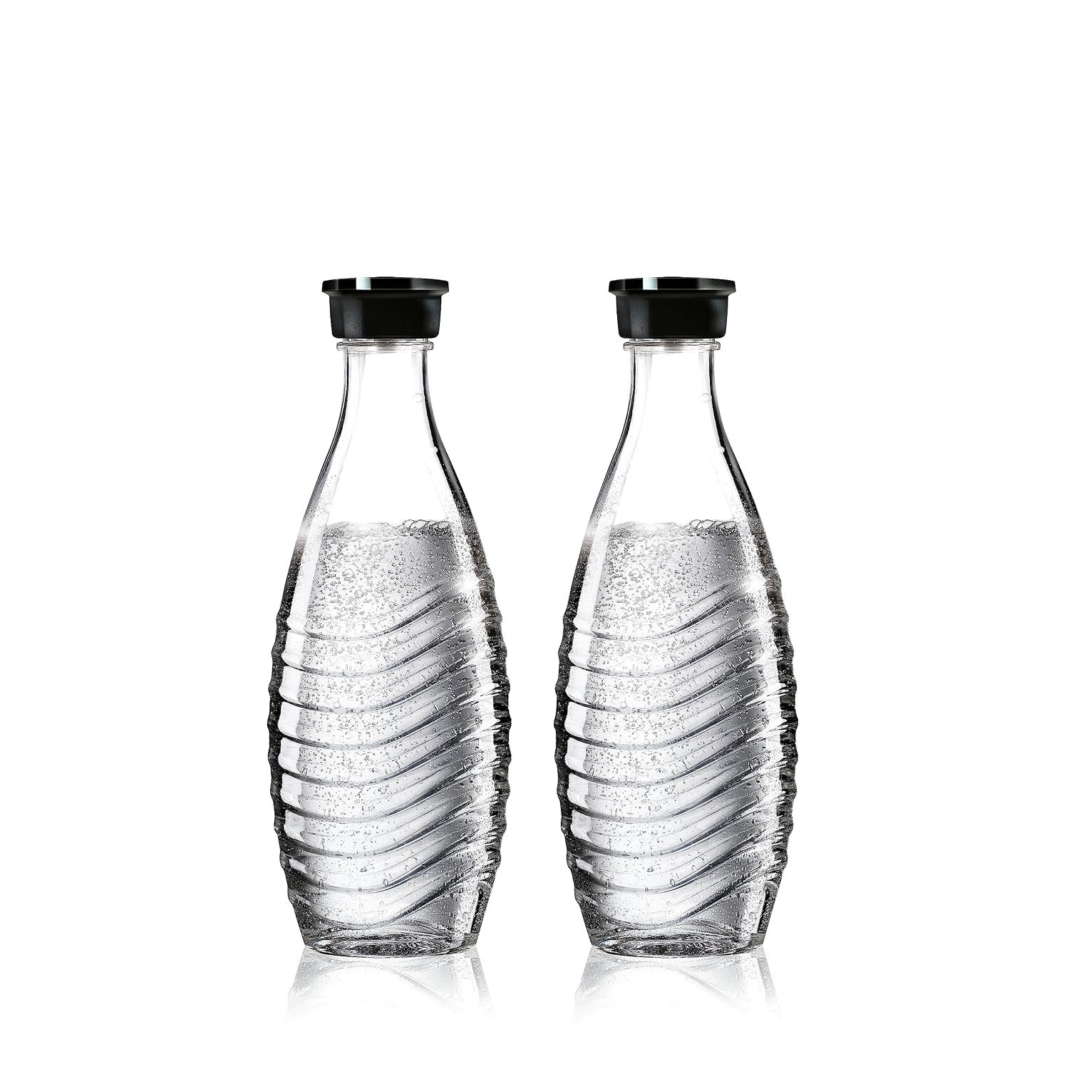 SodaStream Glass Carafes Twin Pack, 0.6l Bottles Suitable for Penguin and Crystal Water Carbonator Machines, Sparkling Fizzy Water Maker, BPA Free Reusable Glass Water Bottles, Dishwasher Safe