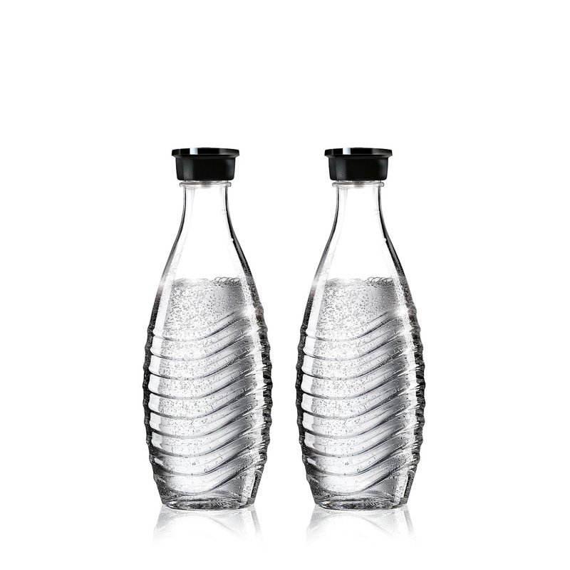 SodaStream Glass Carafes Twin Pack, 0.6l Bottles Suitable for Penguin and Crystal Water Carbonator Machines, Sparkling Fizzy Water Maker, BPA Free Reusable Glass Water Bottles, Dishwasher Safe