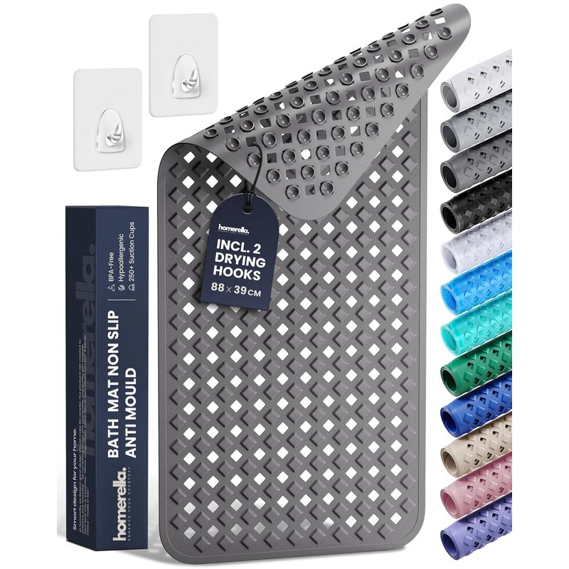 Bathtub Mat Non Slip Anti Mould 88x39cm - homerella® Shower Mat Machine Washable & BPA free, Shower Mat Non Slip Anti Mould, Anti Slip Bath Mat, Shower Mats for Inside Shower and Tub