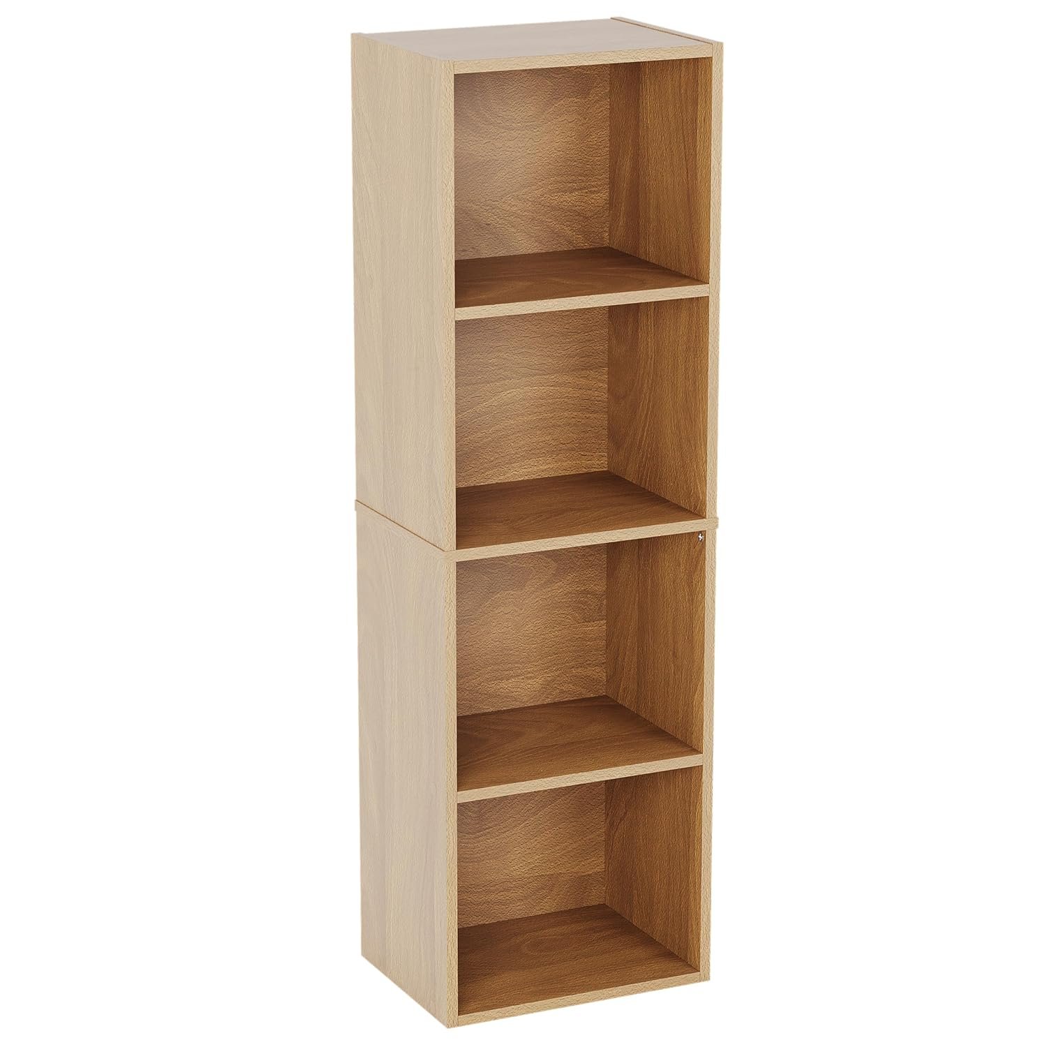 Vida Designs Oxford 4 Tier Cube Bookcase, Oak Wooden Shelving Display Storage Unit Office Living Room Furniture