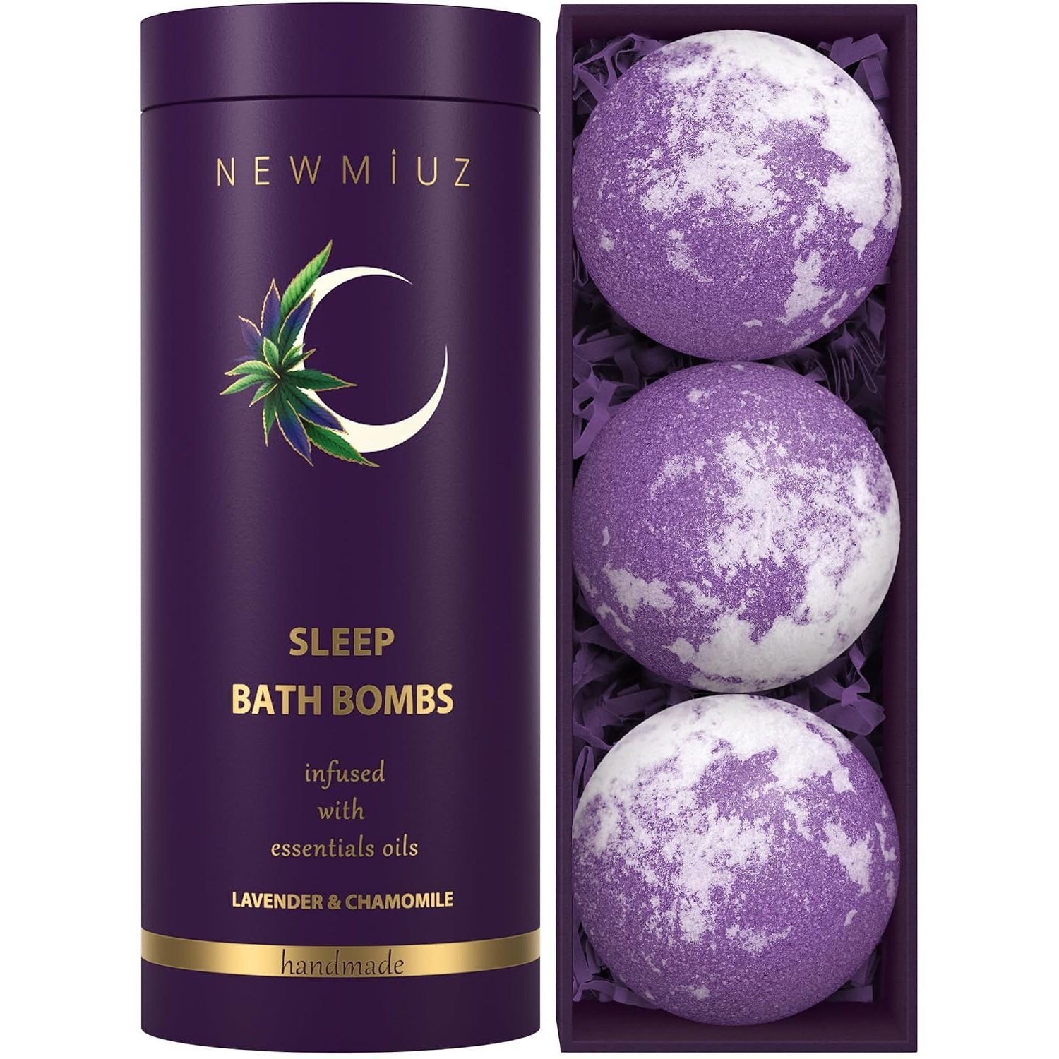Deep Sleep Well Bath Bombs Lavender Chamomile Essential Oils Calming Relaxing Luxury Natural Bubble Bath Shower Fizzies Spa Gifts Set Mother's Birthday Christmas Women Perfect Stocking Stuffers