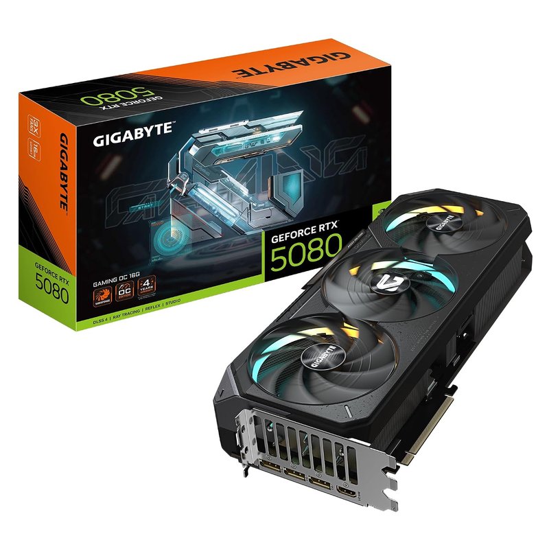 Gigabyte GeForce RTX 5080 GAMING OC 16G Graphics Card - 16GB GDDR7, 256bit, PCI-E 5.0, 2730MHz Core Clock, 3 x DisplayPort, 1 x HDMI, GV-N5080GAMING OC-16GD