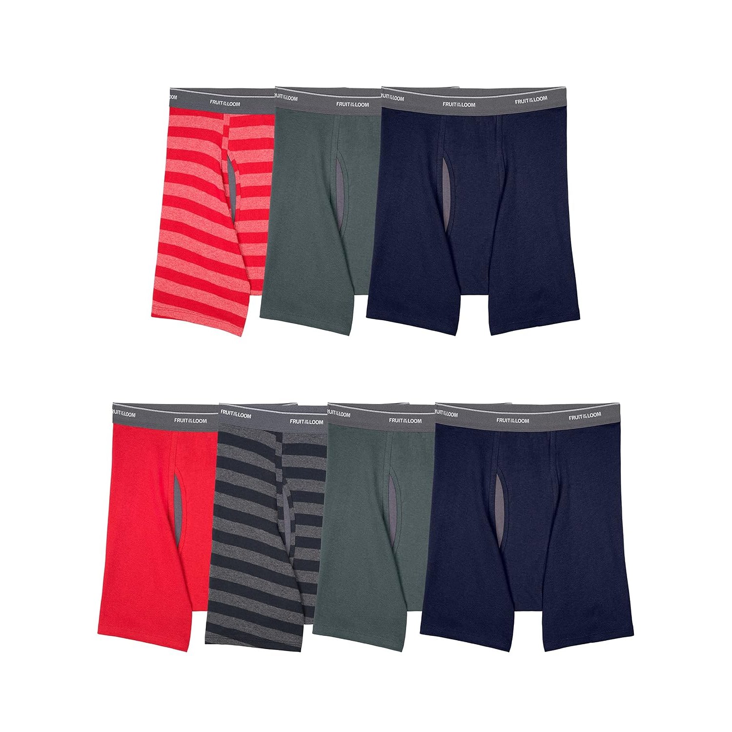 Fruit of the Loom Men's Coolzone Boxer Briefs, Moisture Wicking & Breathable, Assorted Color Multipacks, 7 Pack - Stripe/Solid, M