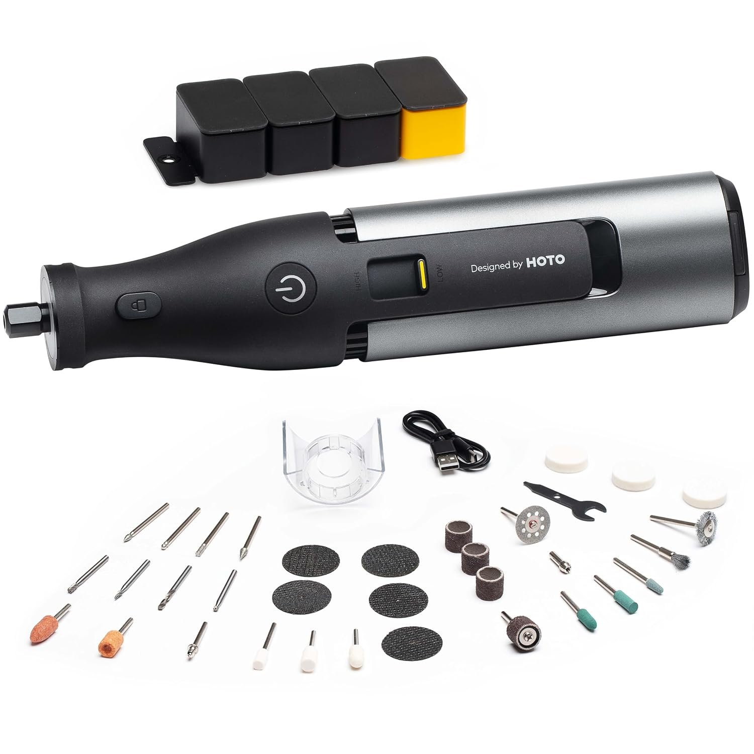 HOTO 12V Cordless Rotary Tool Kit Pro, Powerful Engraving Pen, 35000RPM Variable Speed, 3000mAh USB-C Rechargeable, LED Light, 37 Accessories, for Carving, Sanding, Polishing, Drilling, Cutting, DIY