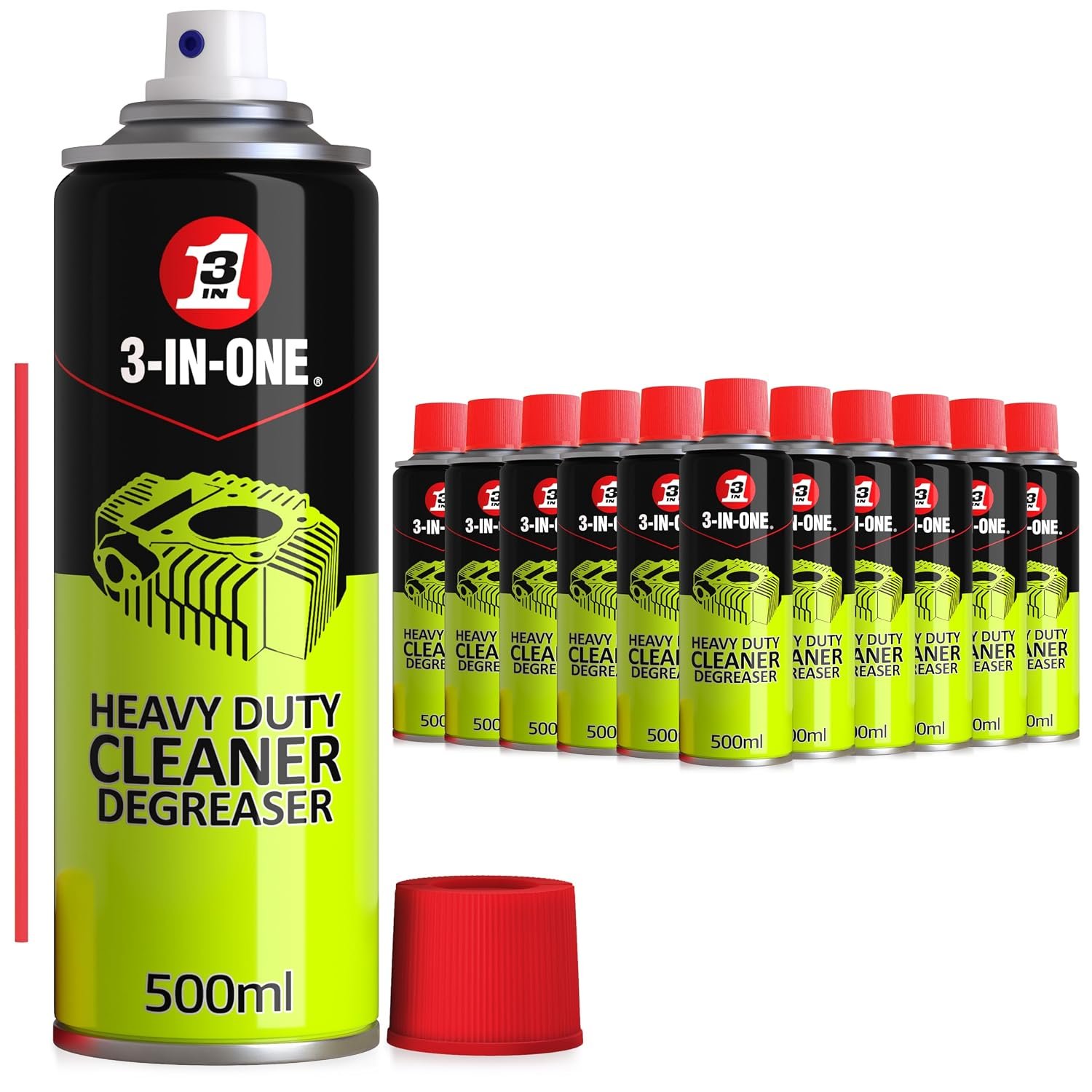 3-IN-ONE Professional Heavy Duty Cleaner Degreaser Spray 500ml, Citrus Foam Grease Remover that Cuts Through Oil, Dirt and Grime on Engines, Tools and Equipment (12x 500ml)