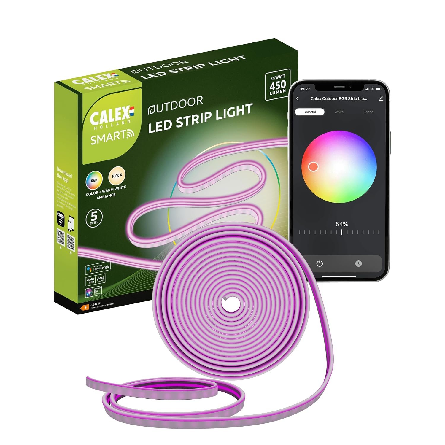 CALEX - Smart Outdoor Strip Light 5m, RGB, Smart App Control, Christmas Lights