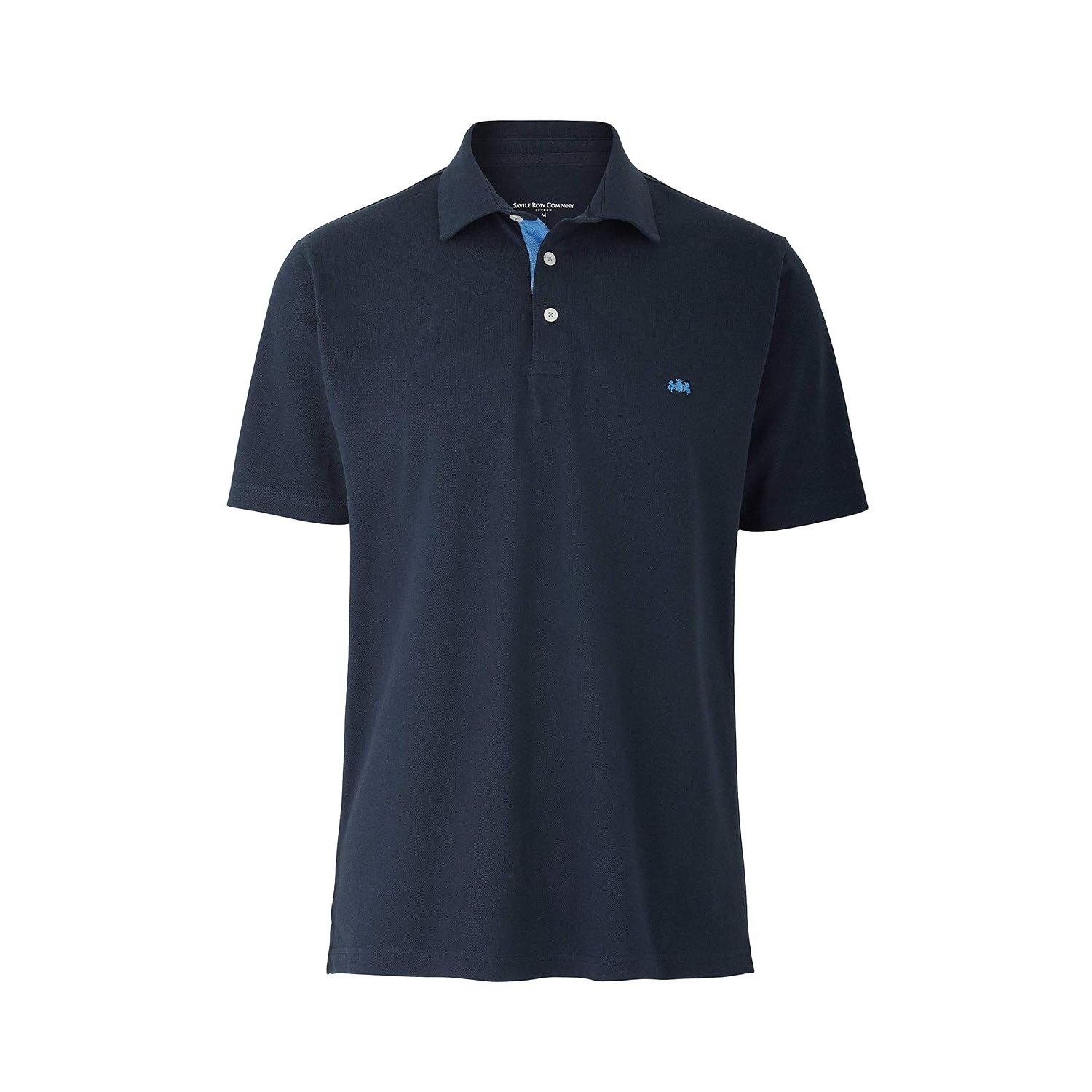 THE SAVILE ROW COMPANY LONDON Men's Classic Fit Cotton Pique Short Sleeve Polo Shirt - Navy - Extra Large