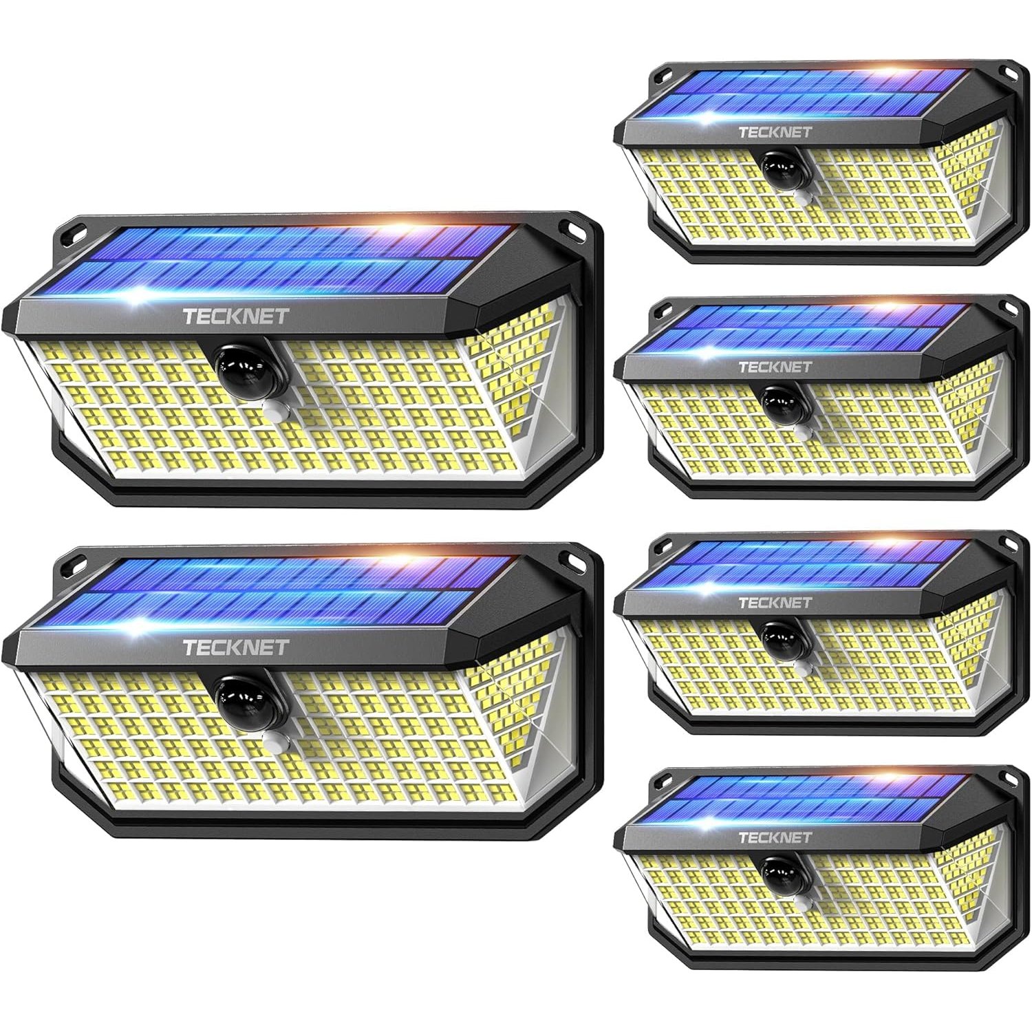 TECKNET Solar Fence Lights, 6 Pack Up-Down Lighting Solar Lights Outdoor Garden, Warm White & RGB 8 Colors, Solar Powered Wall Lights IP66 Waterproof for Outside, Yard, Patio, Backyard