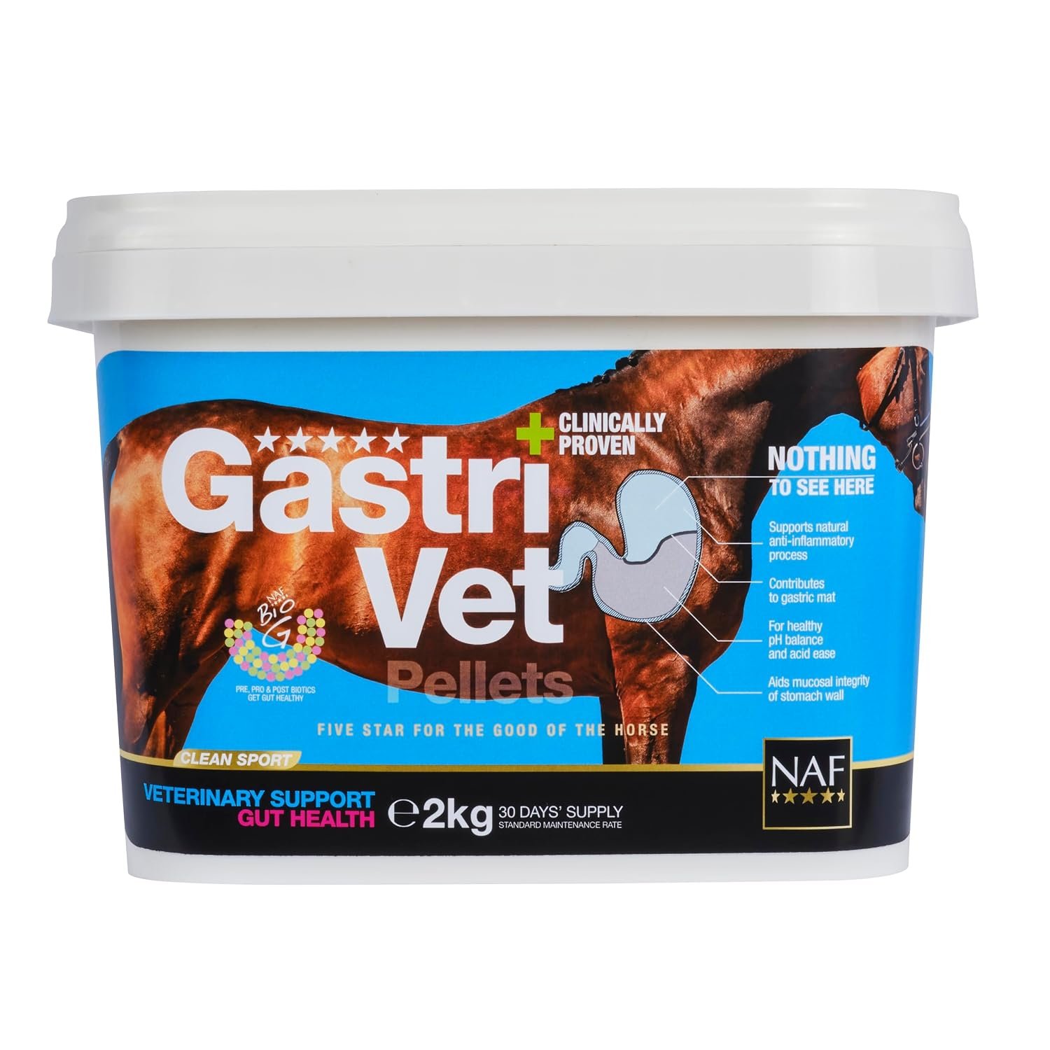NAF Five Star GastriVet 2kg – Advanced Gastric Supplement for Horses – Supports Stomach Lining, Gut Health & pH Balance – With Prebiotics, Probiotics & Postbiotics