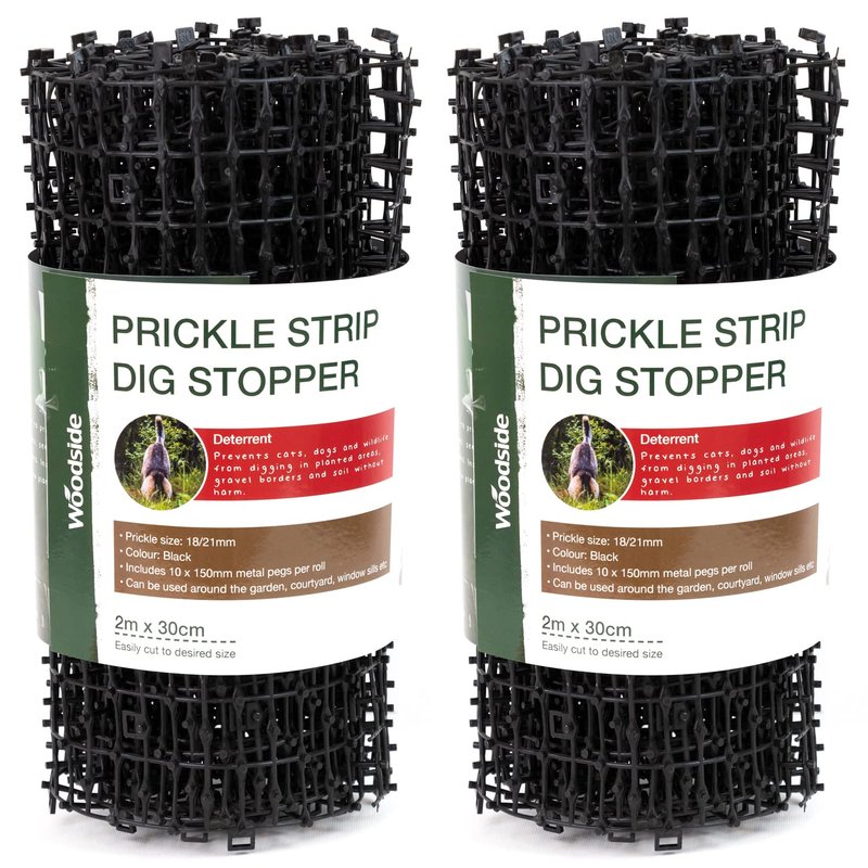 Woodside Prickle Strip Dig Stopper, Dog & Cat Scat Mat, Spiked Pet Deterrent for Outdoor Garden Fence etc (pack of 2)