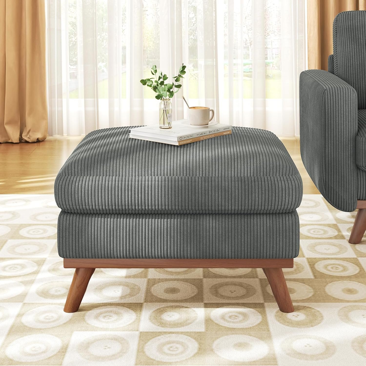 Vesgantti 172cm Loveseat Sofa Dark Grey, Comfy Corduroy Couch with Spring Cushion, 2 Seater Sofa with Solid Wood, Sofa Couch with Deep Seat, Sofa for Bedroom, Loveseat for Living Room, Office Couch