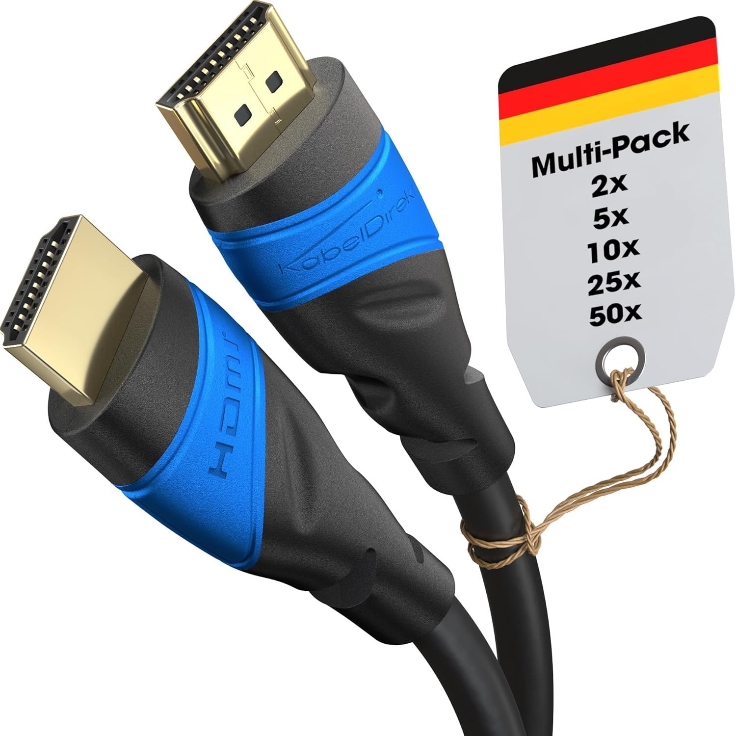 KabelDirekt – 4K HDMI Cable – 5x 20m & Longer HDMI Cables (7.5m–22.5m) – German-Engineered HDMI Lead – Supports 4K@60Hz, UHD, HDR, ARC, Ethernet – HDMI Cable for HDTV, PC, PS5, Xbox, Switch