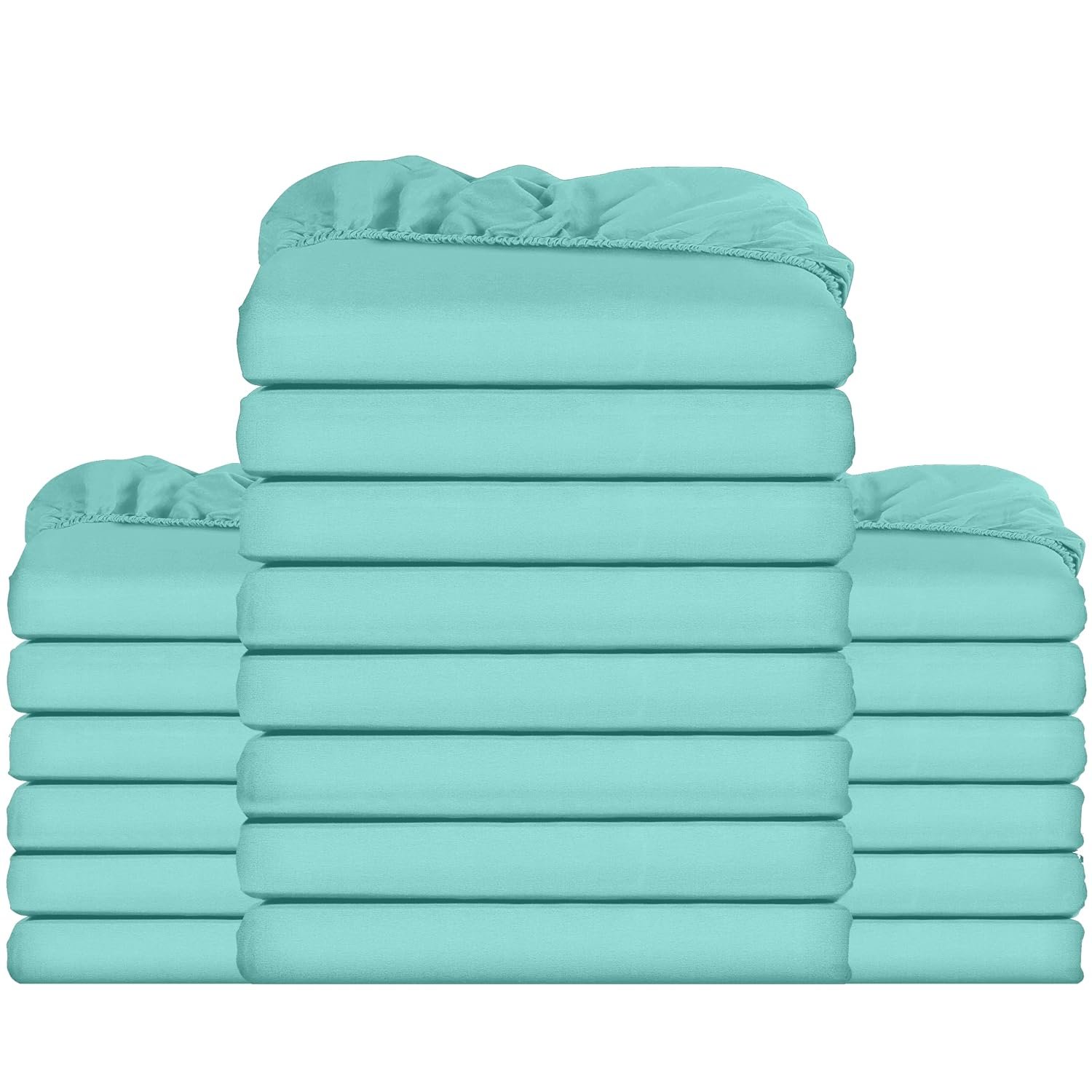 Utopia Bedding Fitted Sheet Bulk Pack of 20 Pieces - Smal Double, Spa Blue - Deep Pocket - Easy Care Soft Brushed Microfibre Fabric - Shrinkage and Fade Resistant - Bottom Sheet